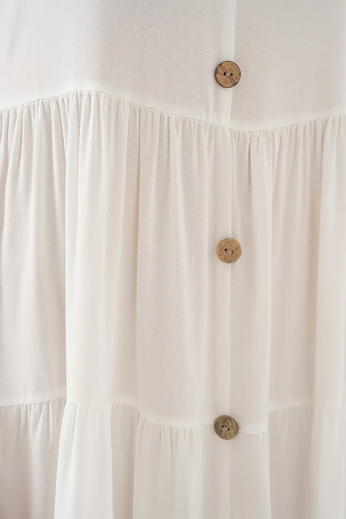 Kadın Sıfır Kol Düğmeli Kısa Elbise 2571 - Beyaz