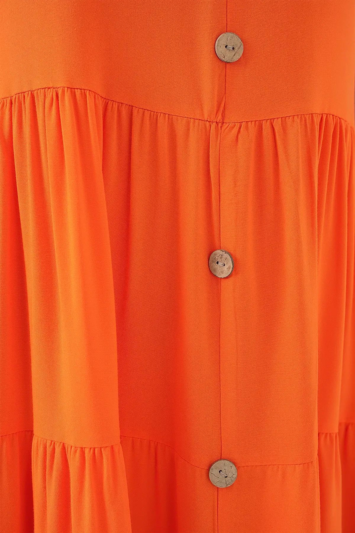 Kadın Sıfır Kol Düğmeli Kısa Elbise 2571 - Turuncu