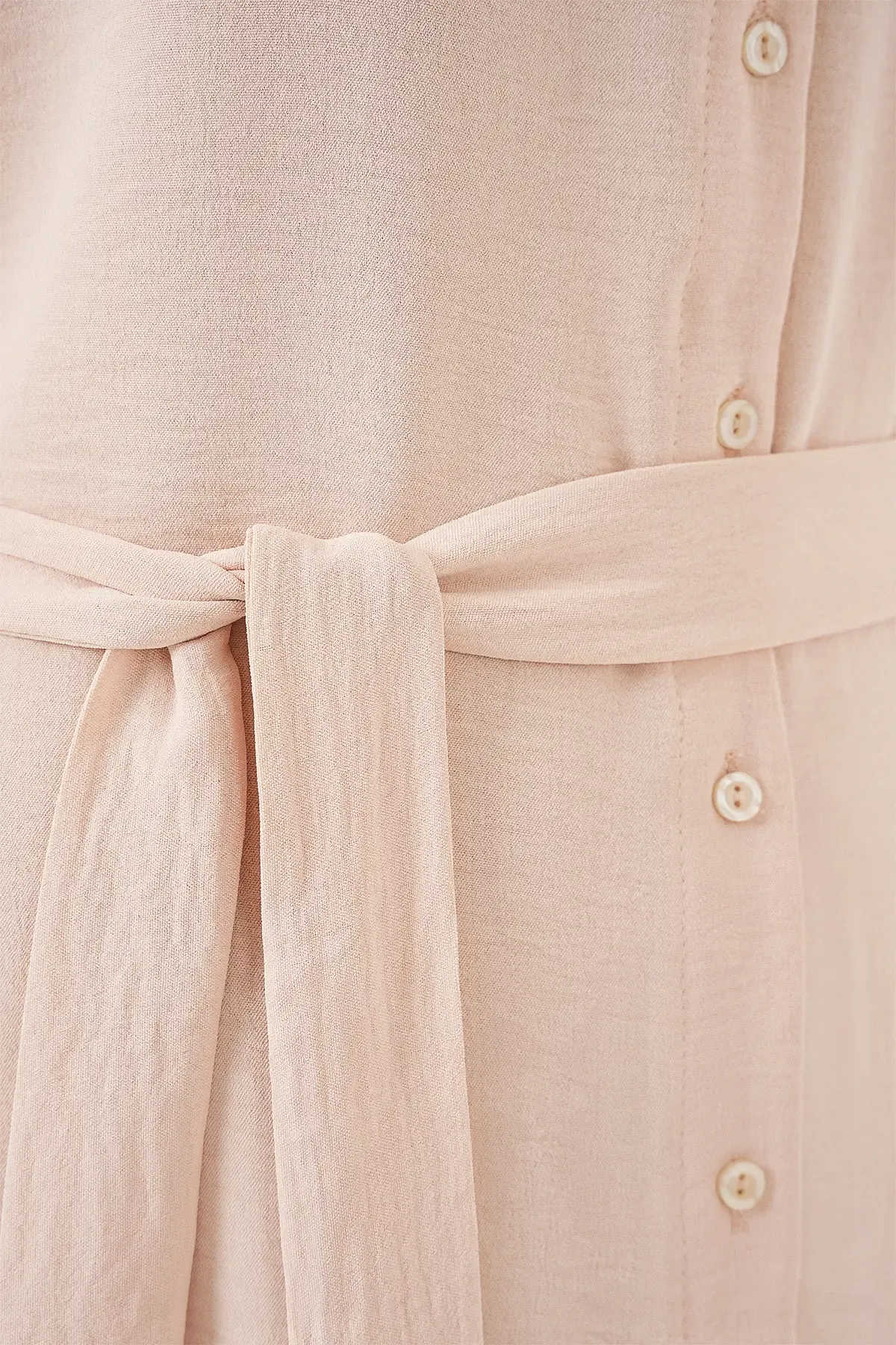 Kadın Sıfır Kol Kuşaklı Ayrobin Elbise 2568 - Krem