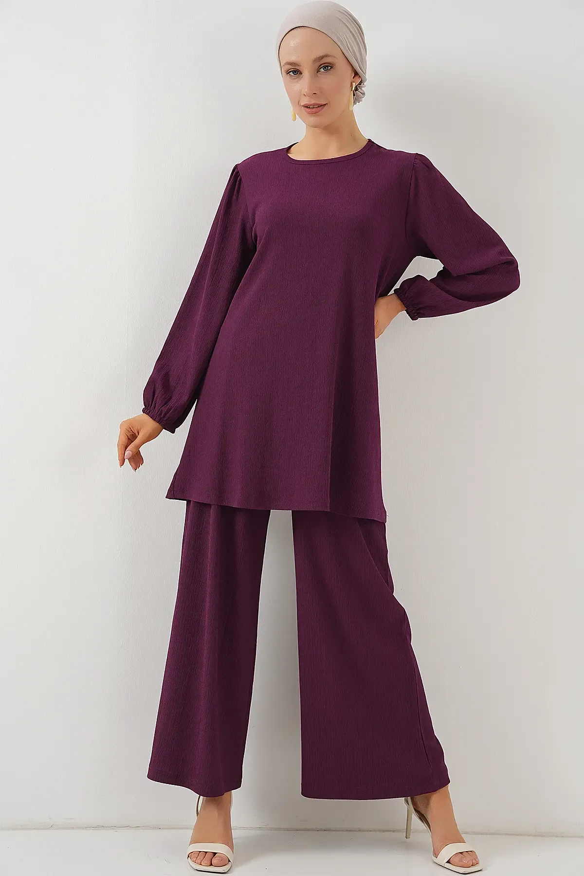 Kadın Tunik Pantolon Alt Üst Takım 6663 - Mor