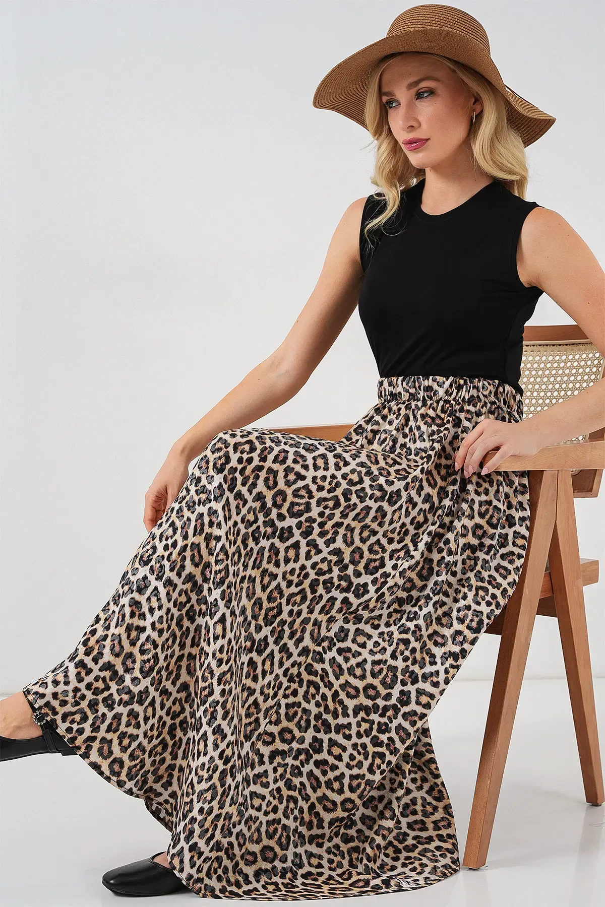 Kadın Uzun Ayrobin Etek 8050 - C. Kahverengi