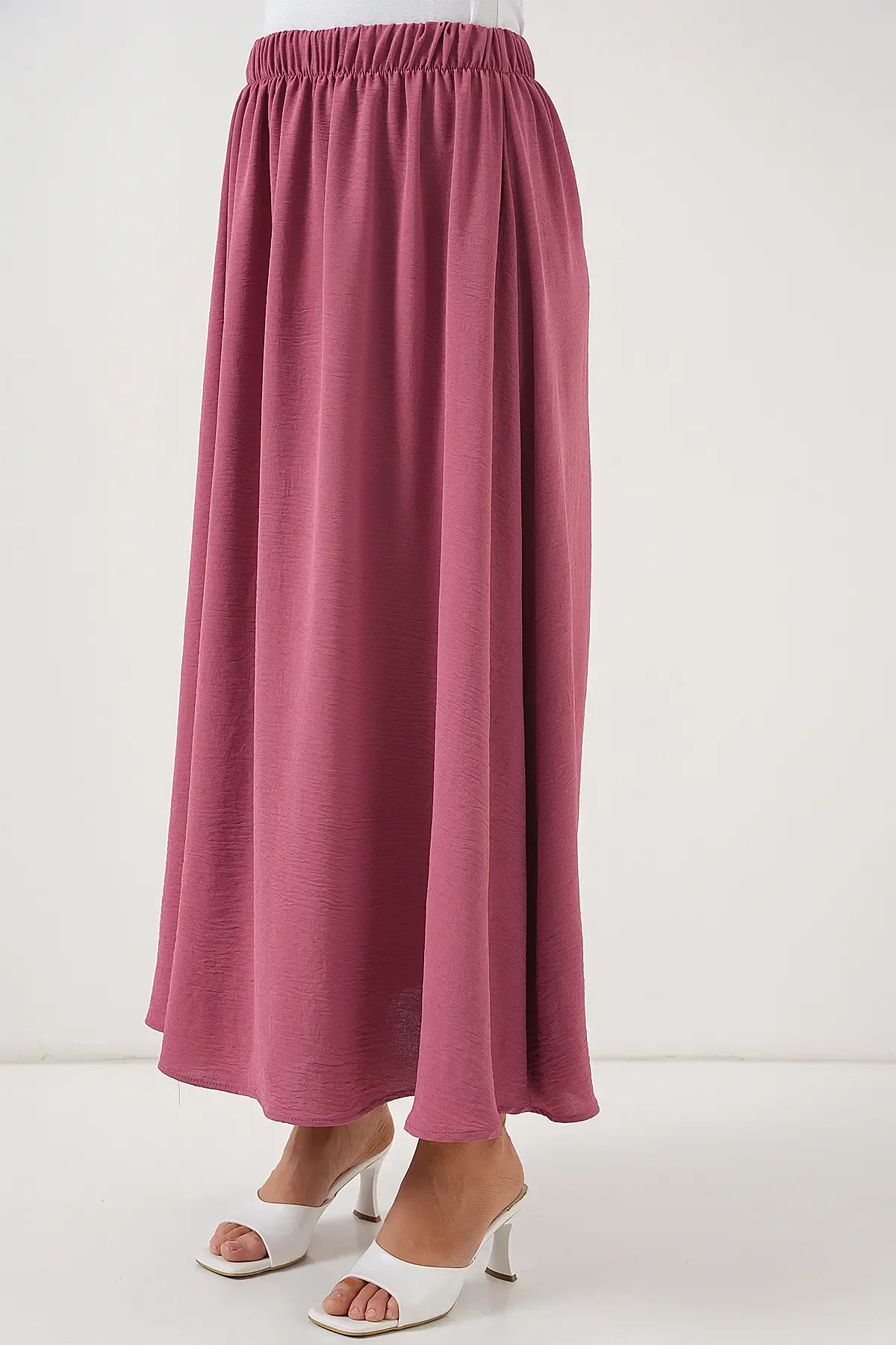 Kadın Uzun Ayrobin Etek 8050 - Gül Kurusu