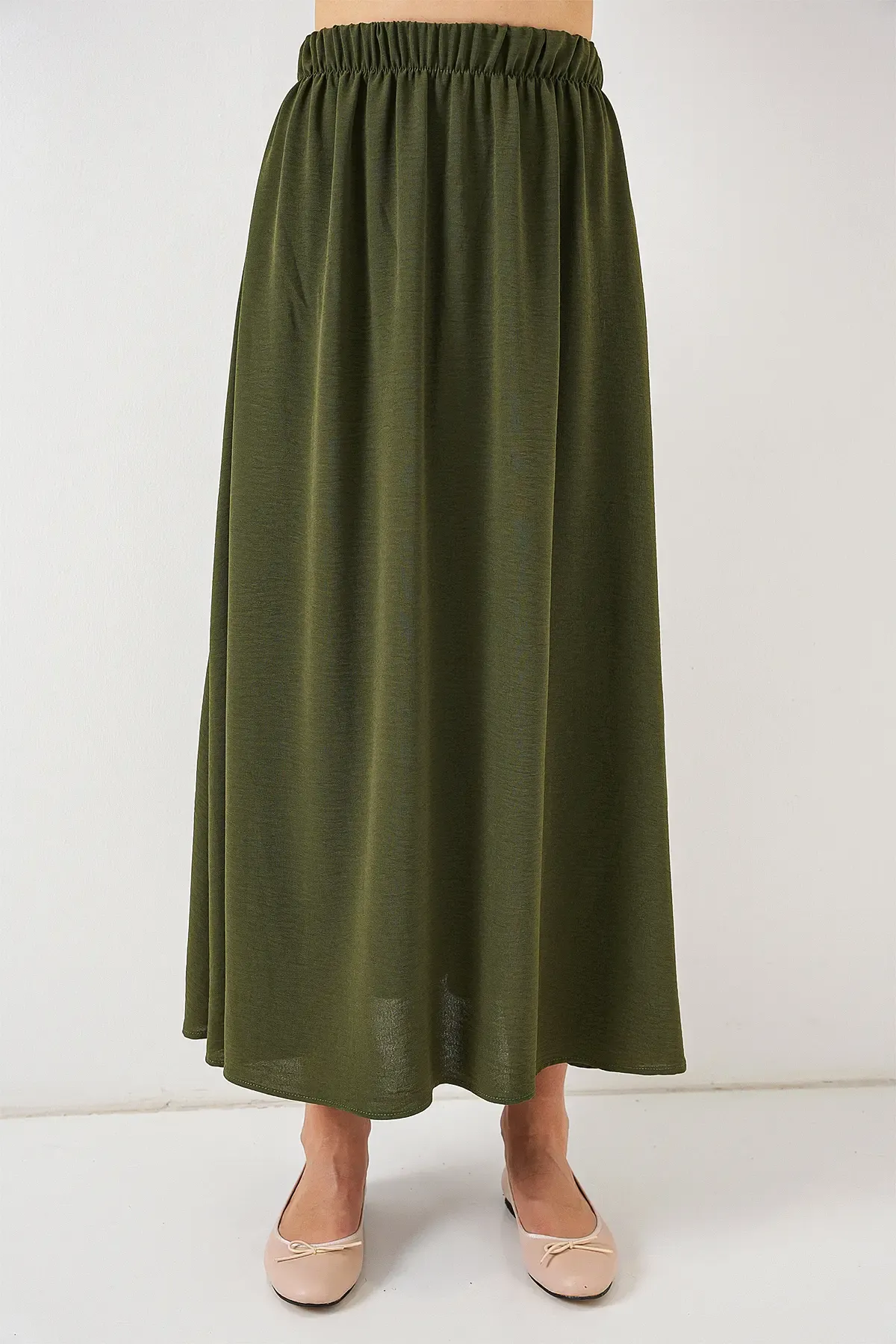 Kadın Uzun Ayrobin Etek 8050 - Haki