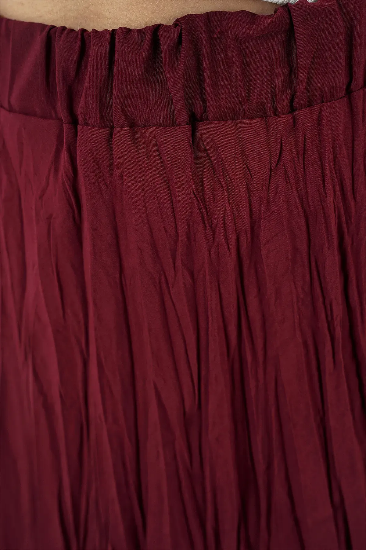 Kadın Uzun Kırışık Etek 8042 - Bordo