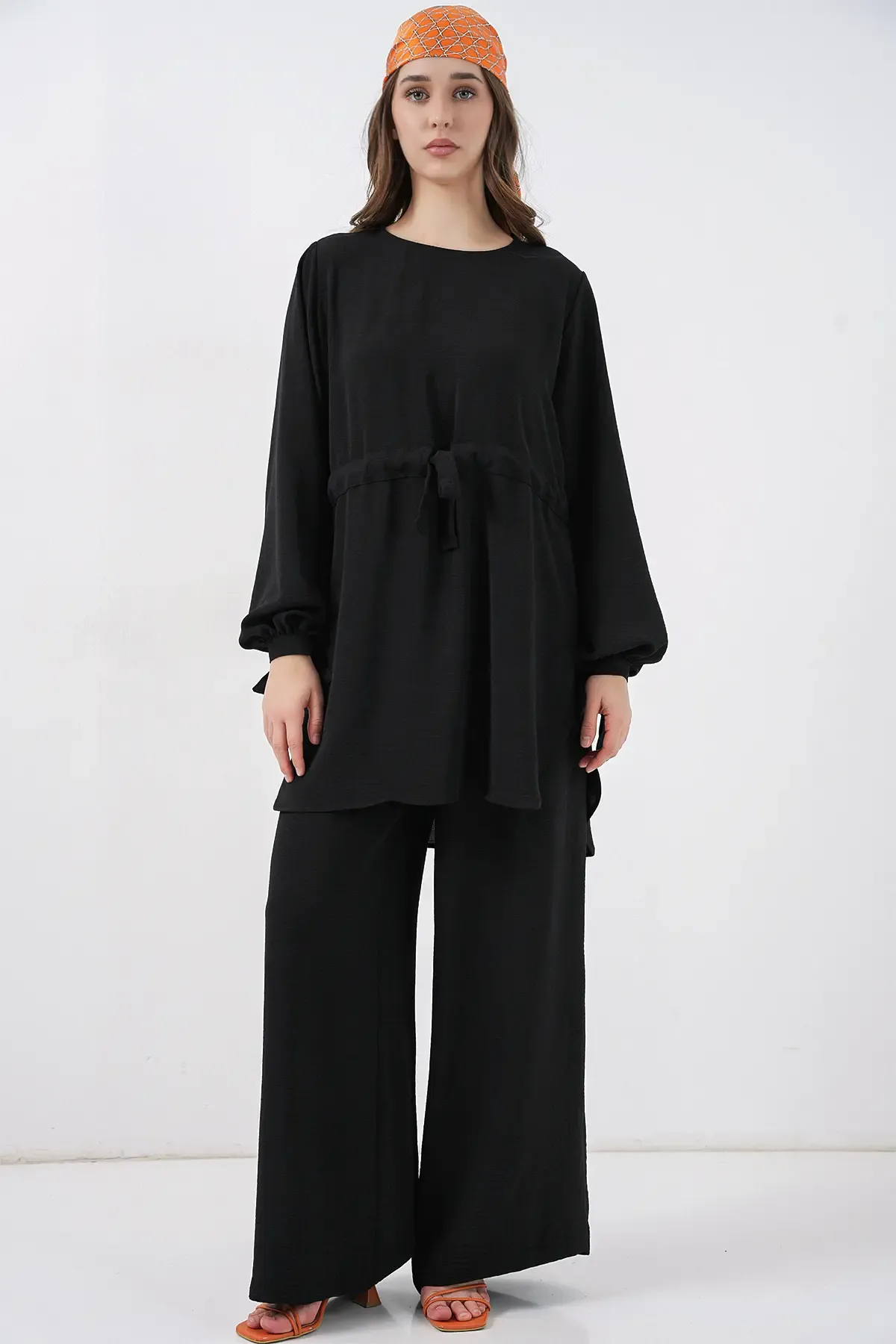 Kadın Uzun Tunik Pantolon İkili Takım 6719 - Siyah