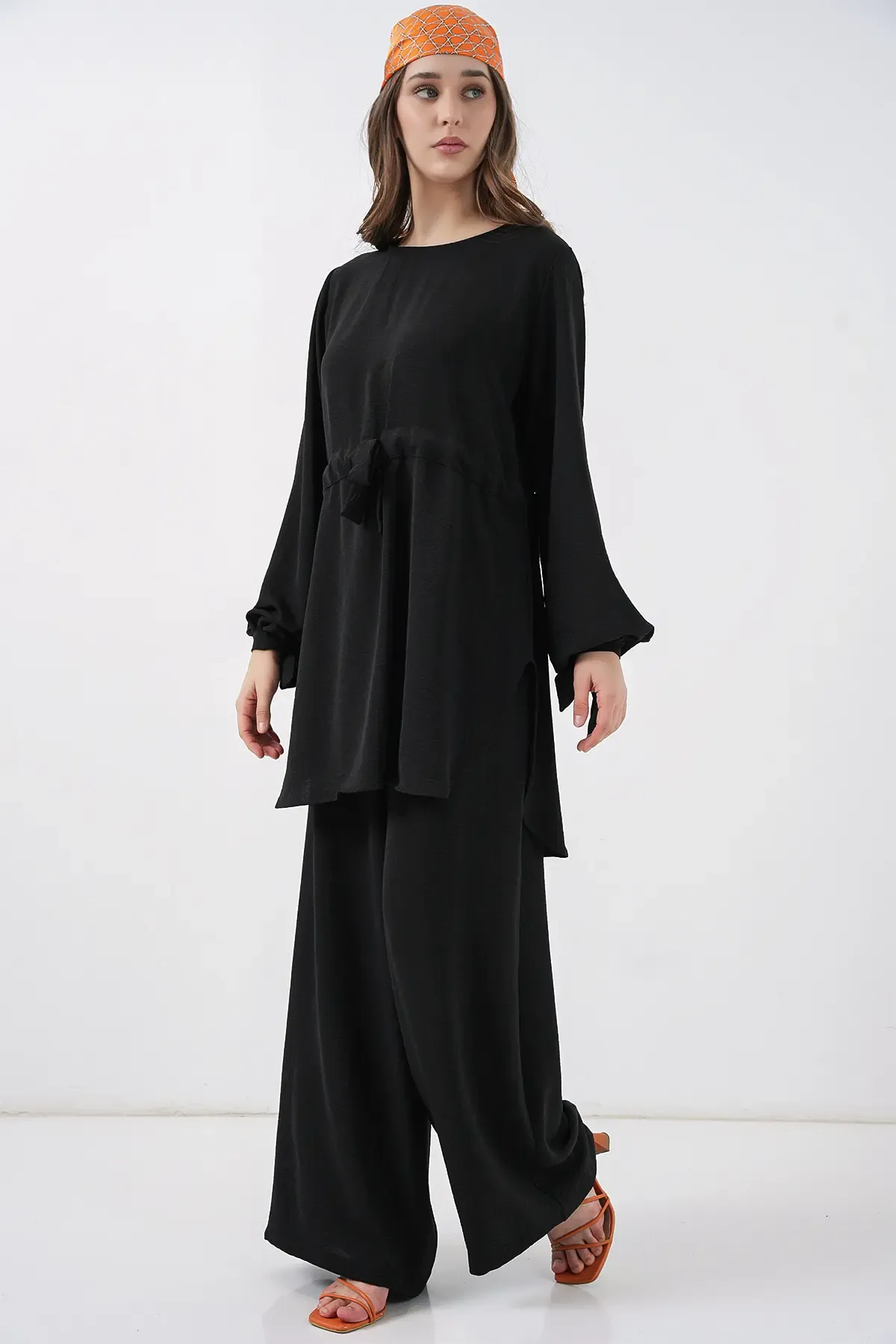 Kadın Uzun Tunik Pantolon İkili Takım 6719 - Siyah