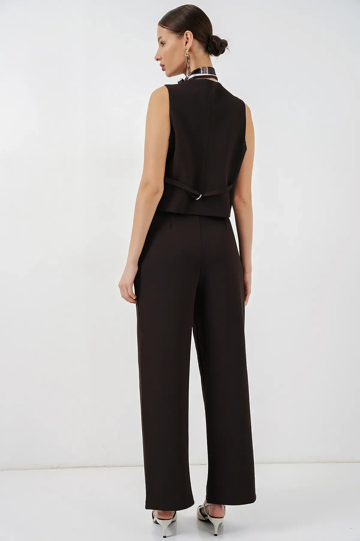 Kadın Yelek Pantolon İkili Takım 30091 - Kahverengi