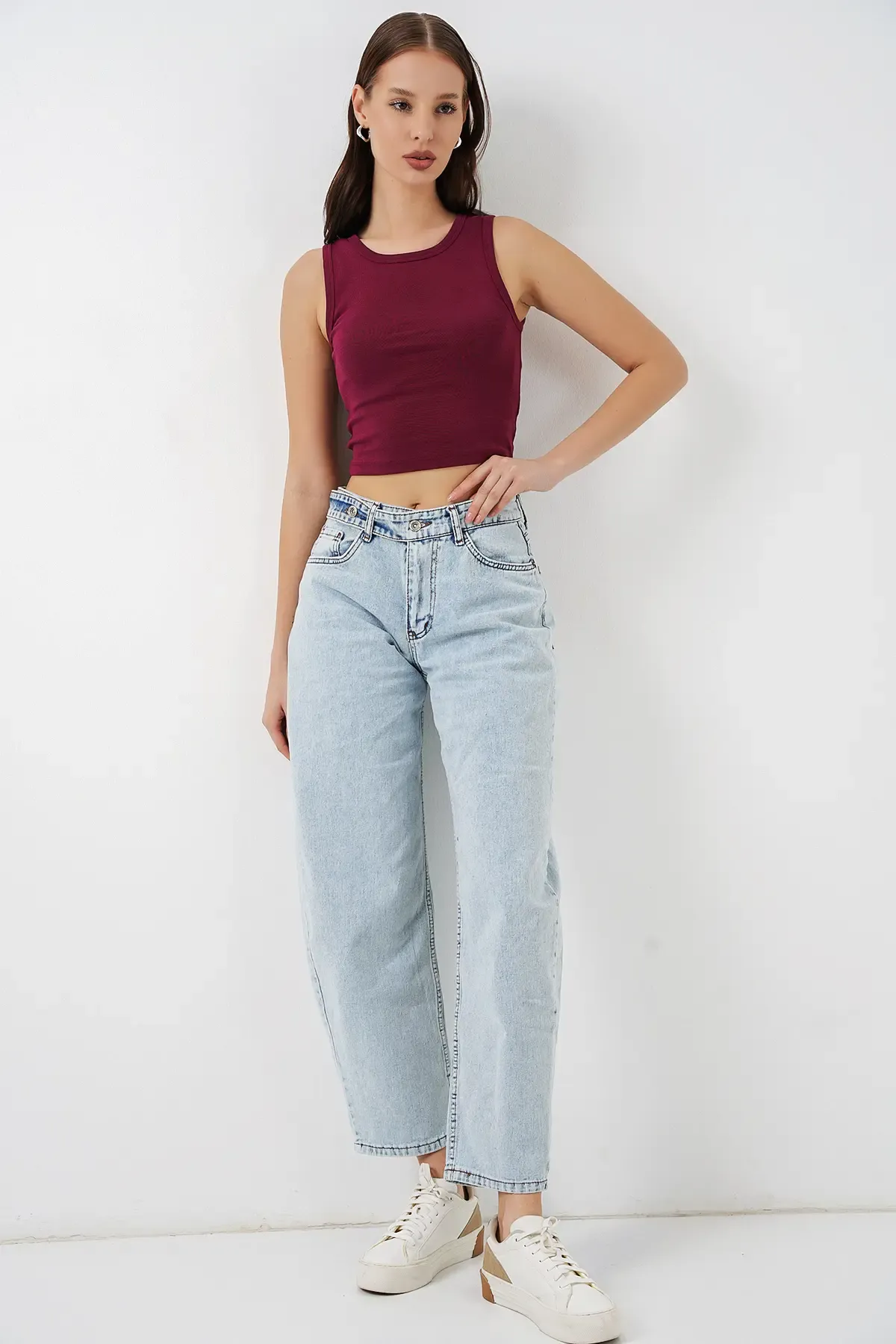 Kadın Yüksek Bel Kot Pantolon 30081 - Buz Mavi