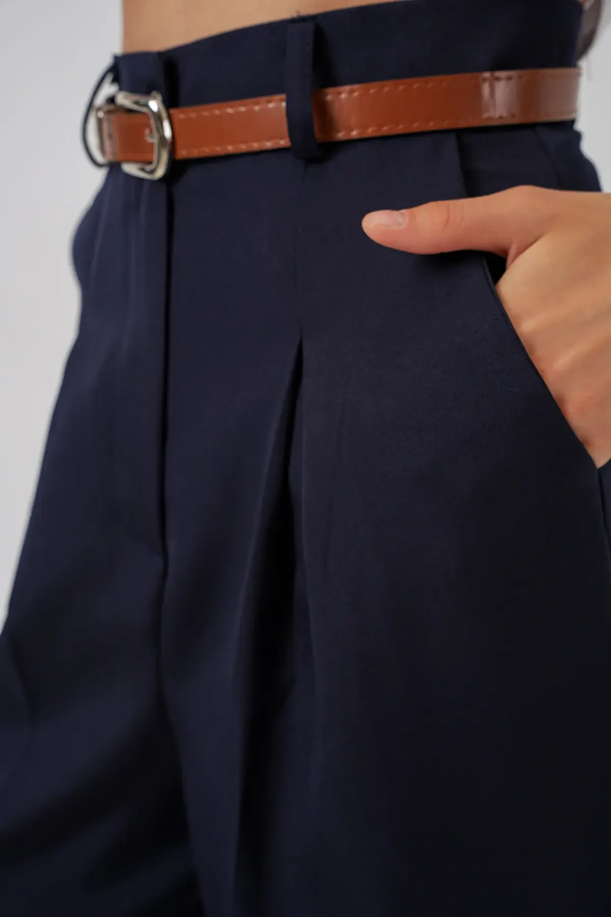 Kadın Yüksek Bel Palazzo Pantolon 30051 - Lacivert