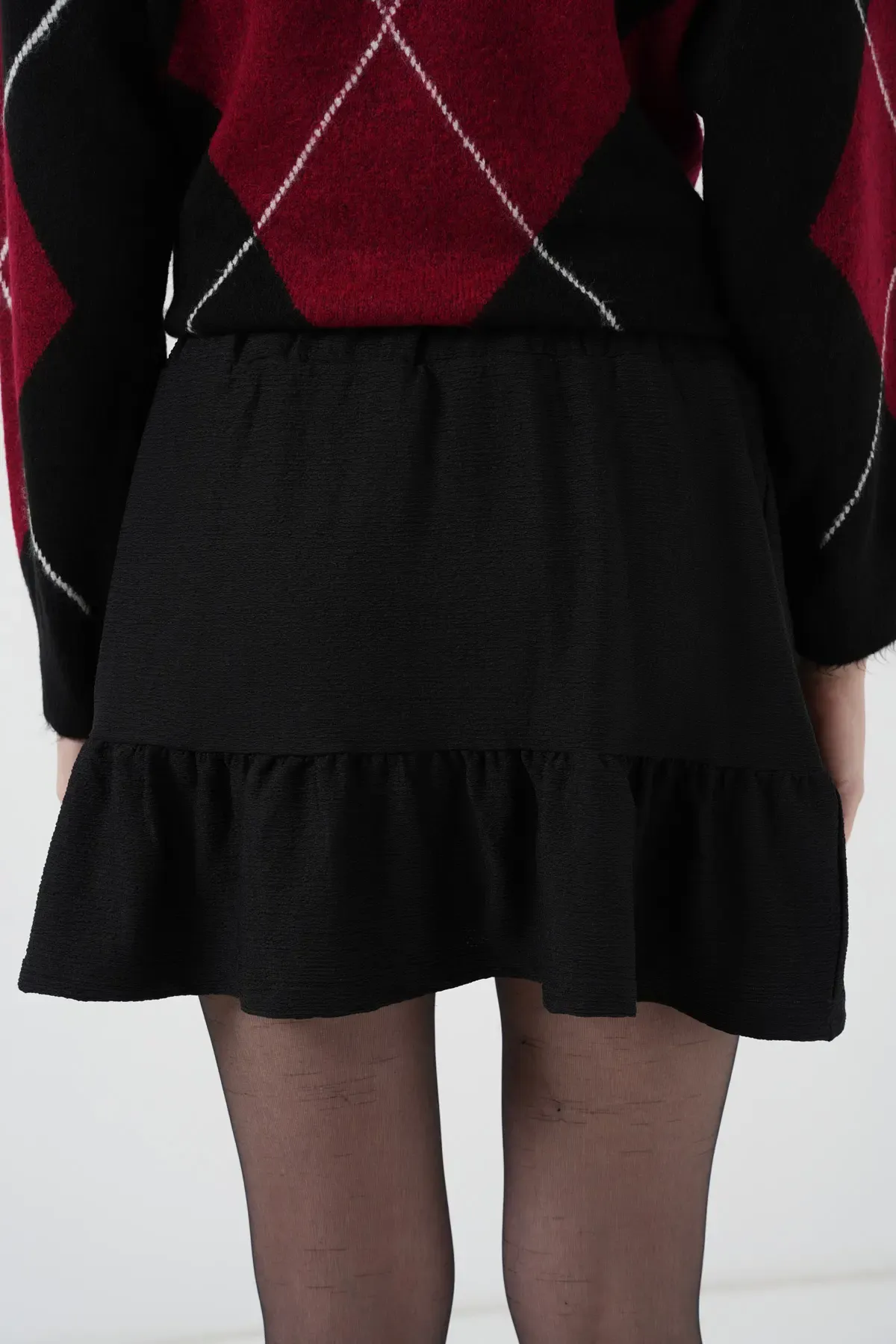 1884 Örme Siyah Mini Etek