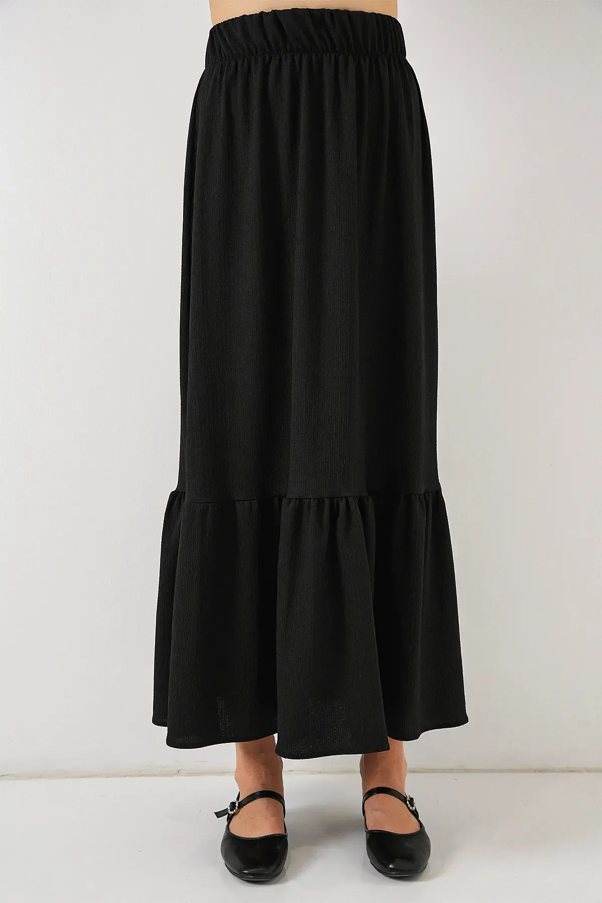 1886 Uzun Örme Etek - Siyah
