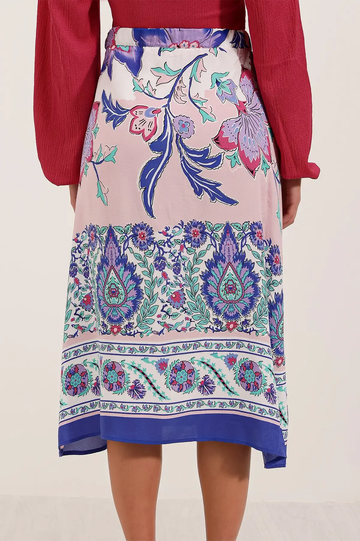 1899 Desenli Midi Etek - Mor