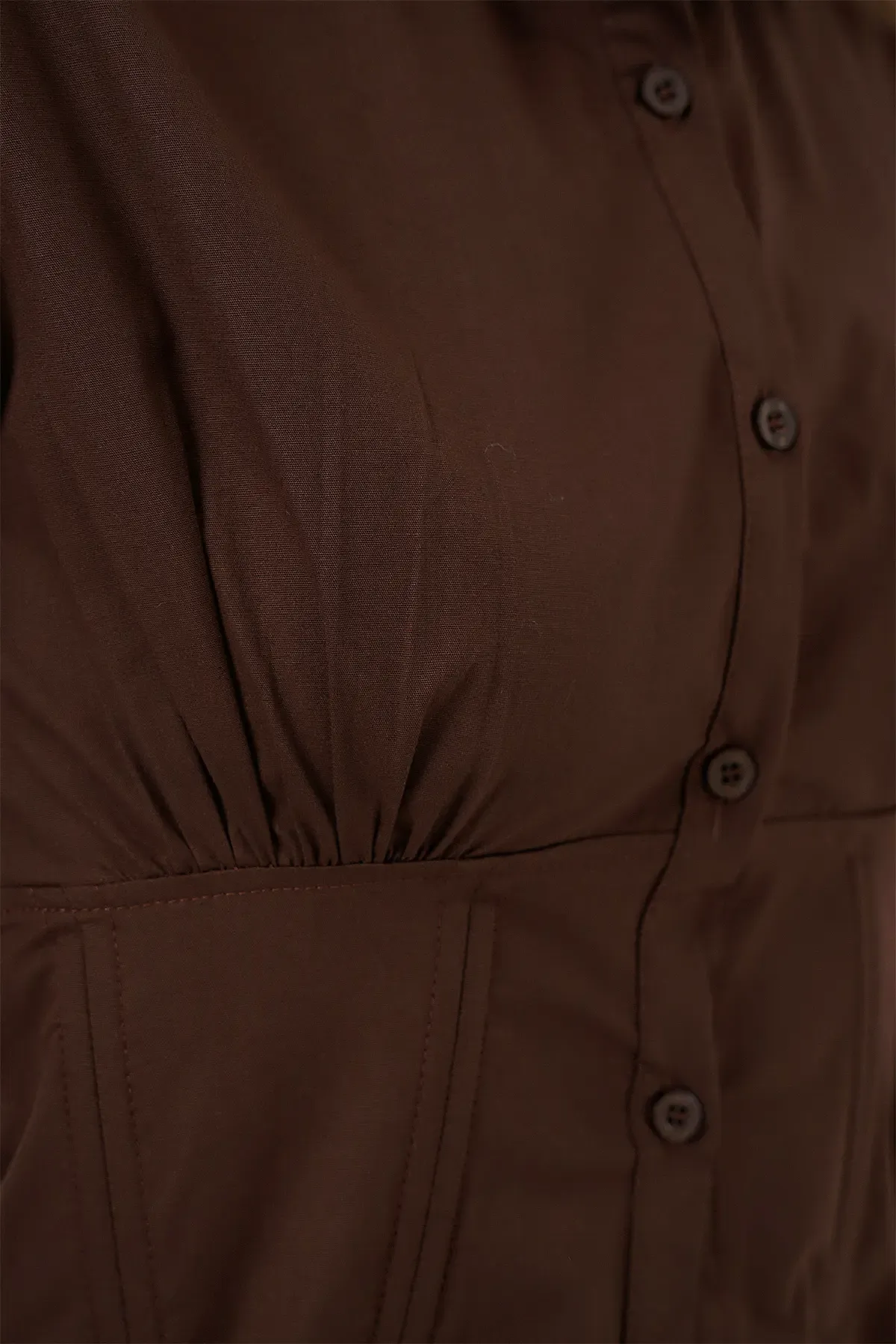 20231 Slim Fit Poplin Gömlek - Kahverengi