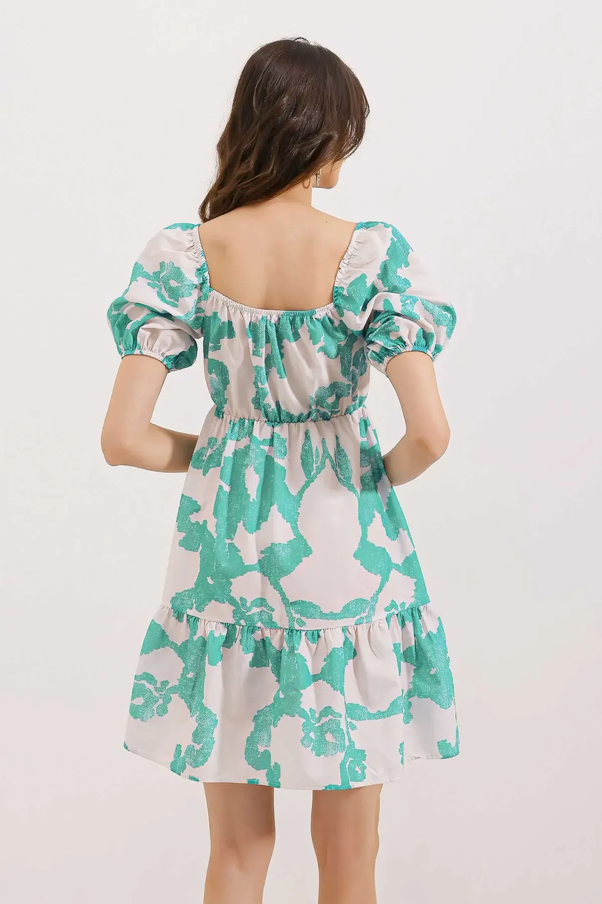 2351 Kloş Poplin Elbise - D. Mint