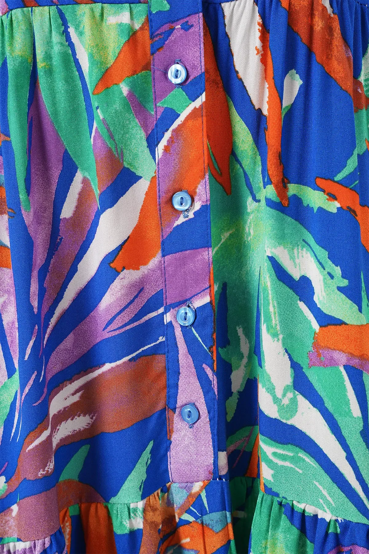 2423 Otantik Desenli Tesettür Elbise - Lacivert 10