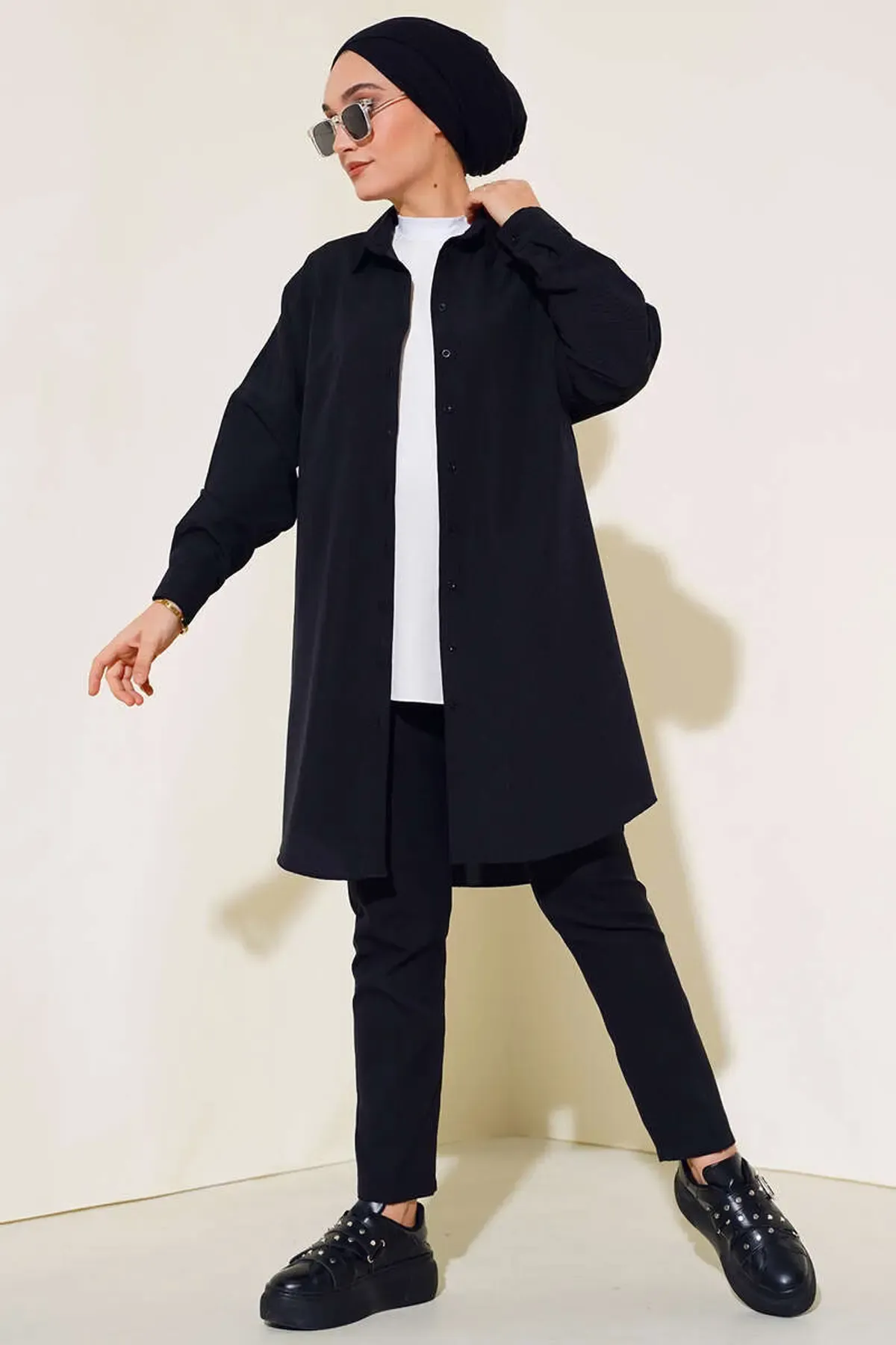 5845 Tesettür Tunik - Siyah