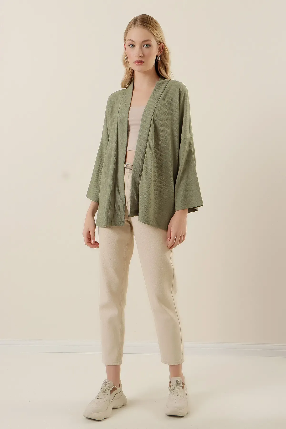 5862 Örme Kimono - Çağla