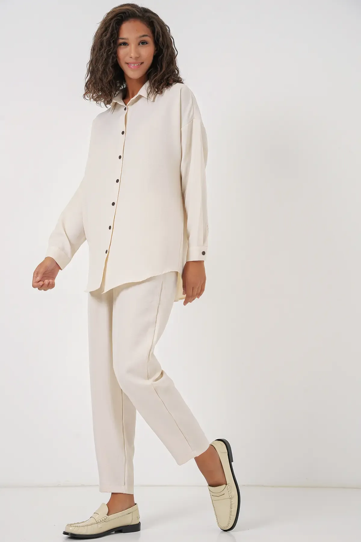 6622 Keten İkili Takım - Ekru