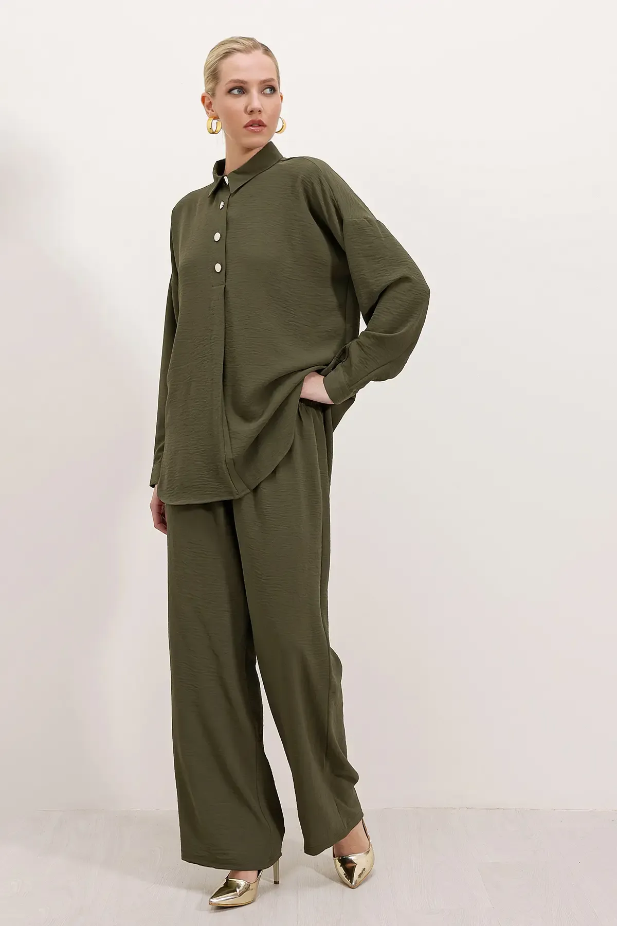 6631 Oversize Alt-Üst Takım - Koyu Haki