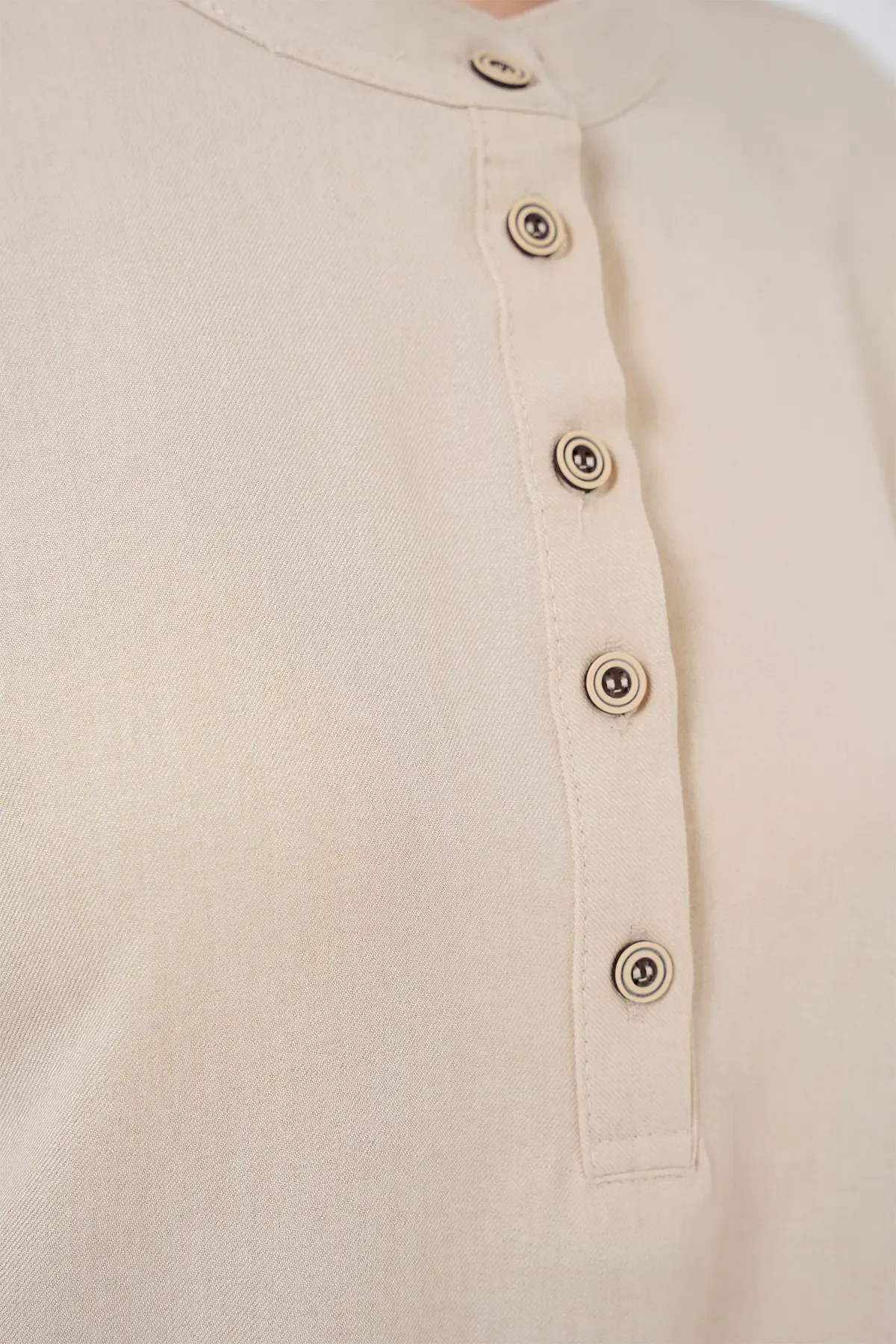 6678 Keten Tunik Pantolon İkili Takım - Krem