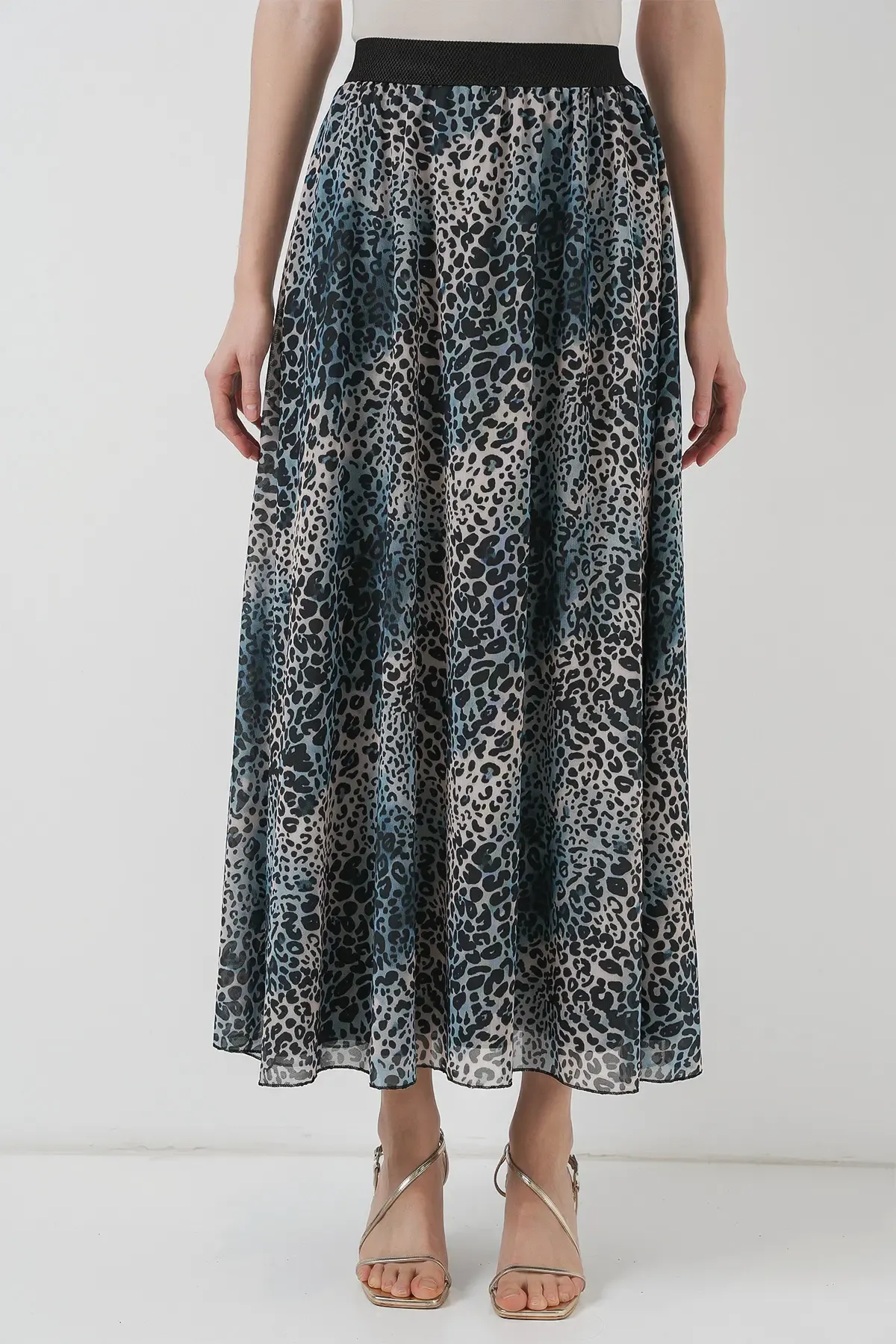 8032 Uzun Şifon Etek - İndigo