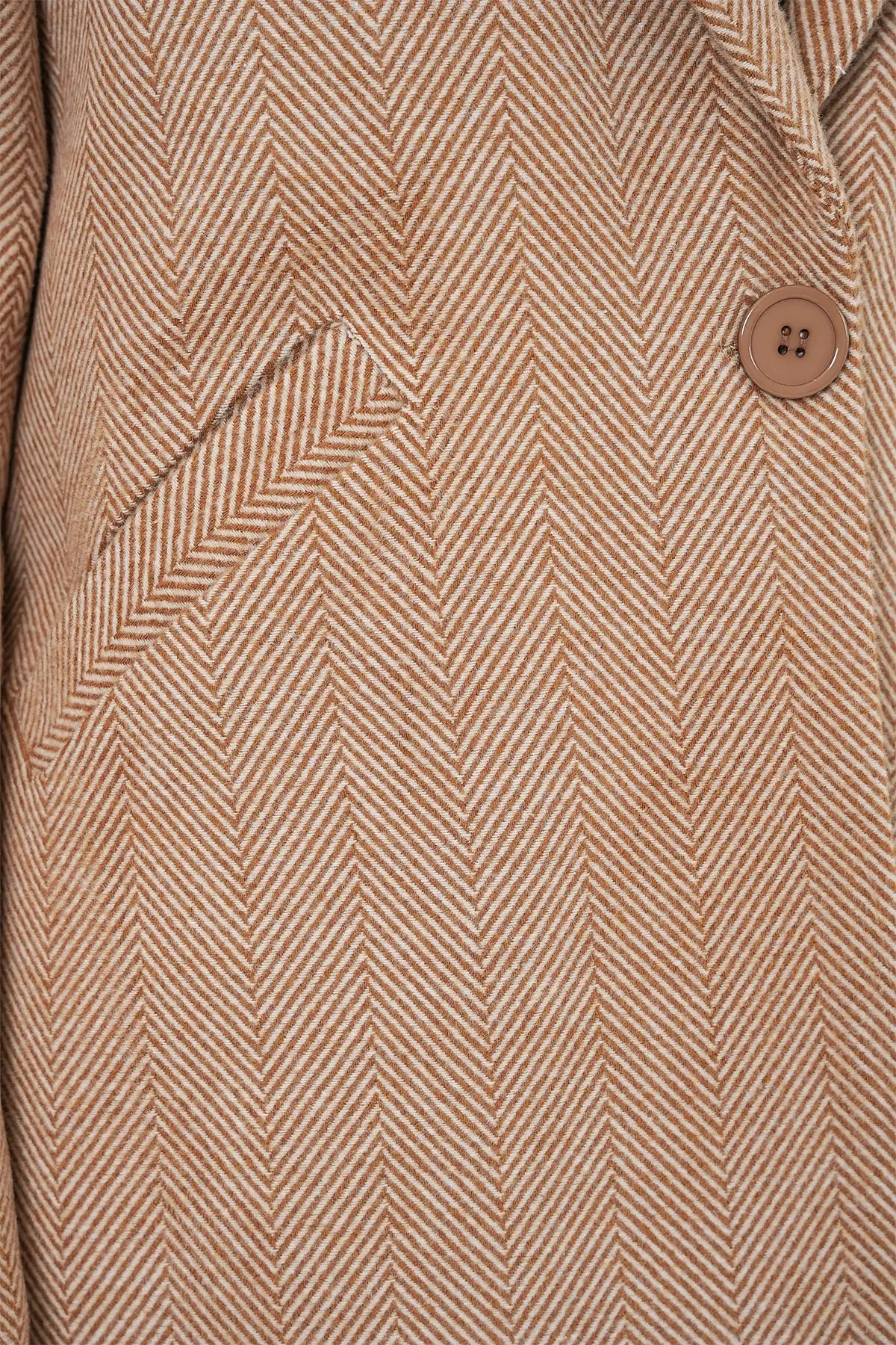 9085 Balık Sırtı Kaşe Kaban - Camel