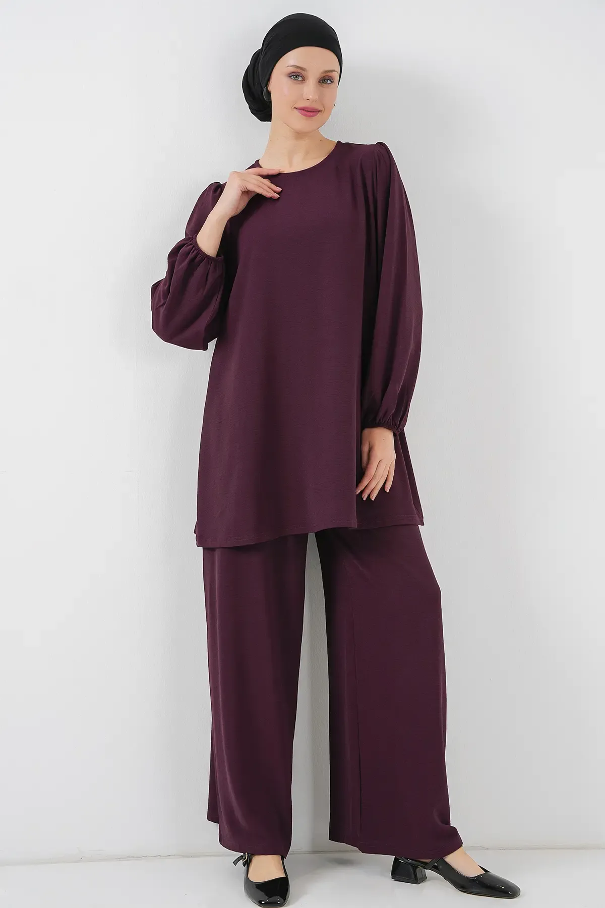 Ayrobin Tunik Pantolon Alt Üst Takım 6712 - Mürdüm