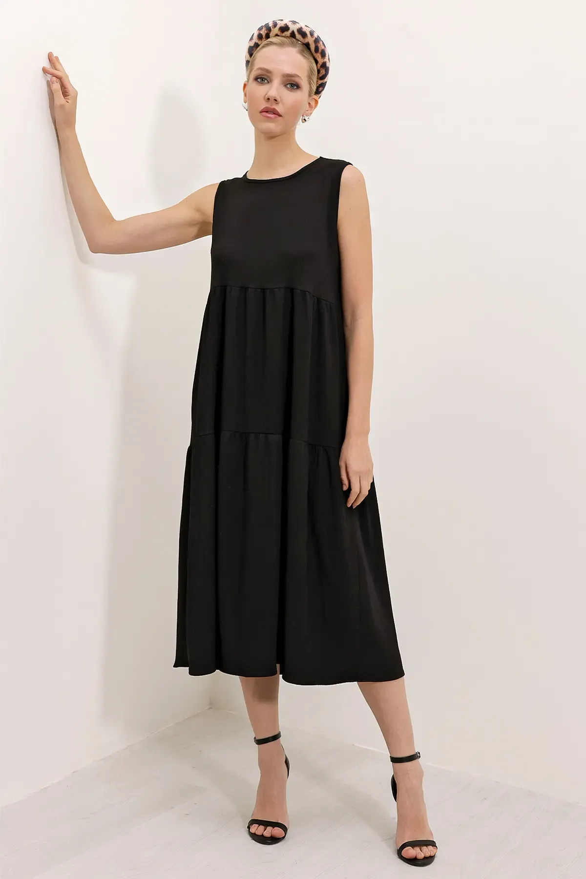 Bigdart 2448 Sıfır Kol Uzun Örme Elbise - Siyah