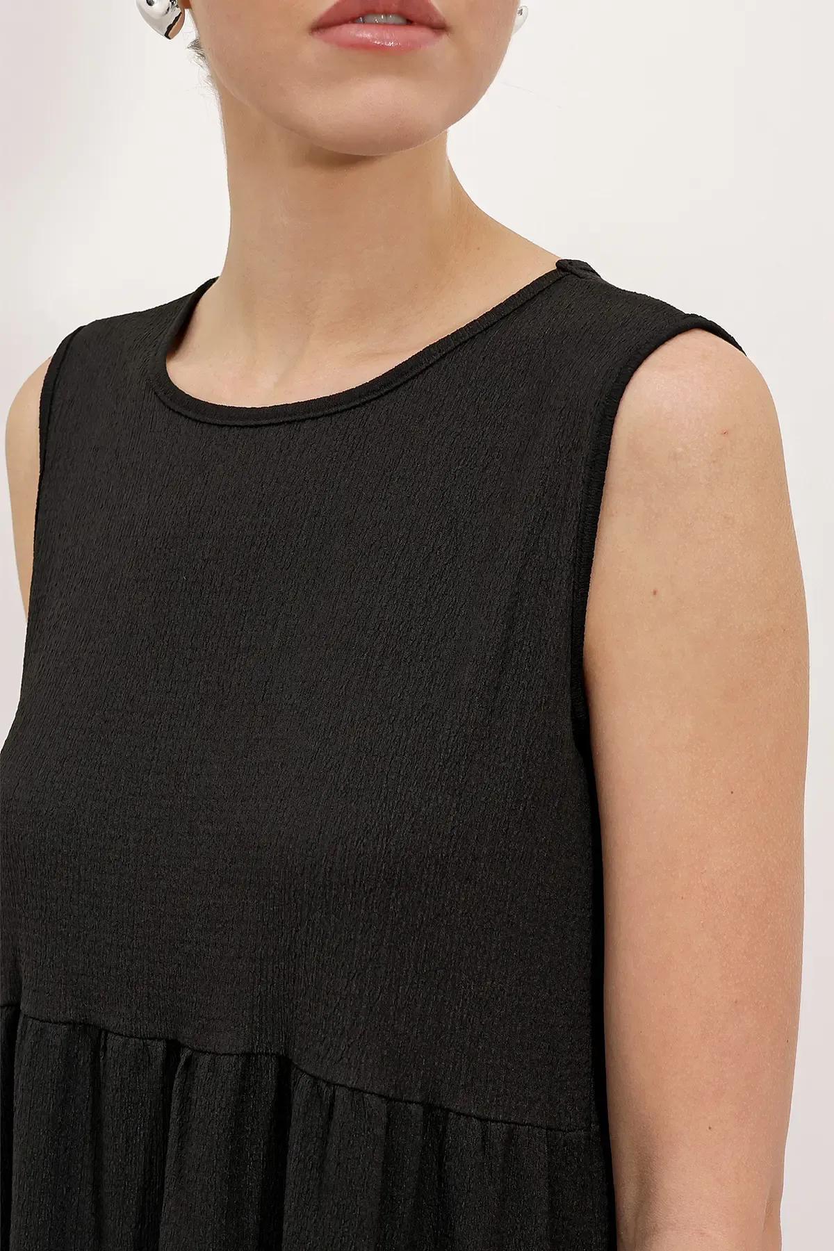 Bigdart 2448 Sıfır Kol Uzun Örme Elbise - Siyah