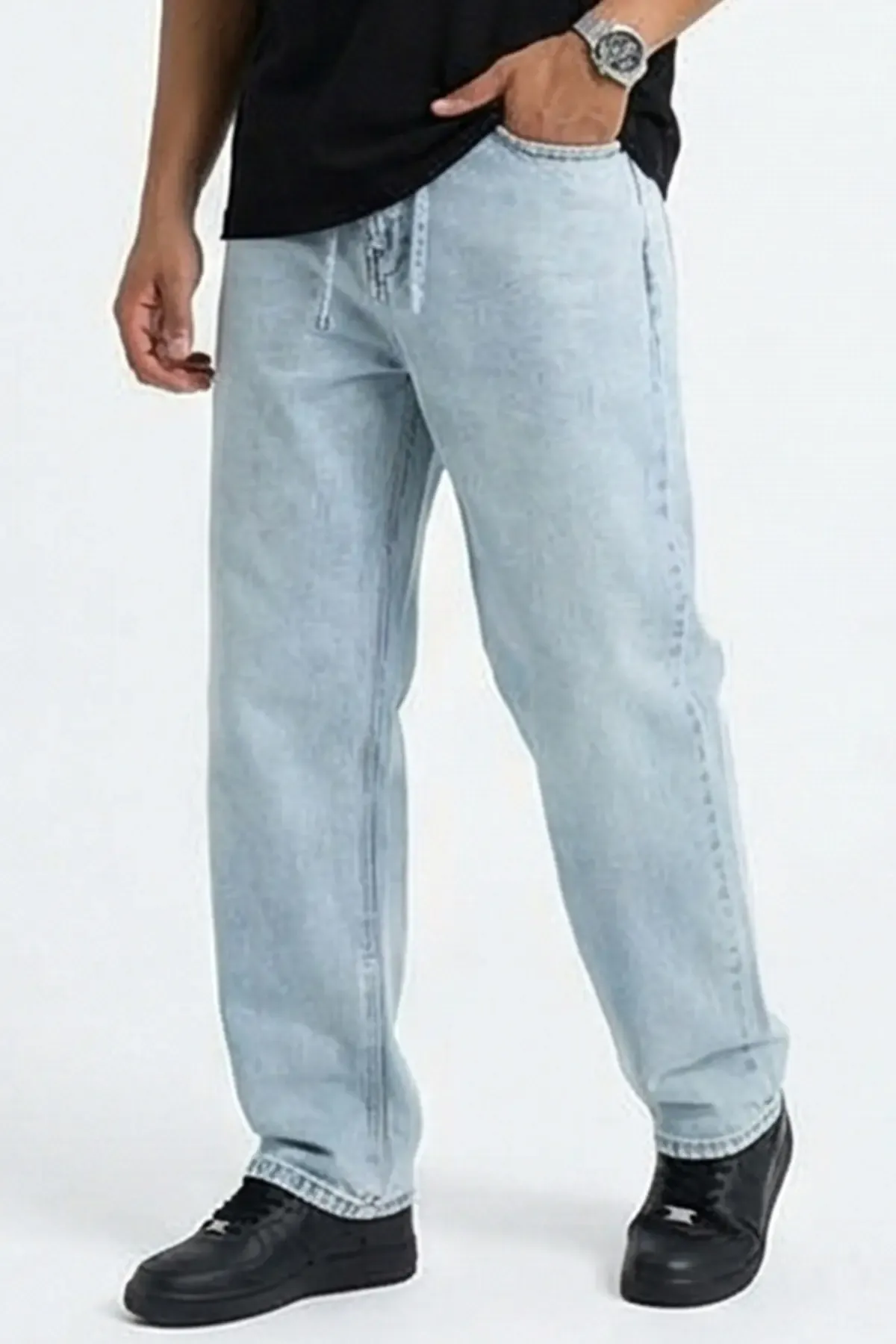 Erkek Rahat Kesim Baggy Jean Pantolon 30075 - Mavi