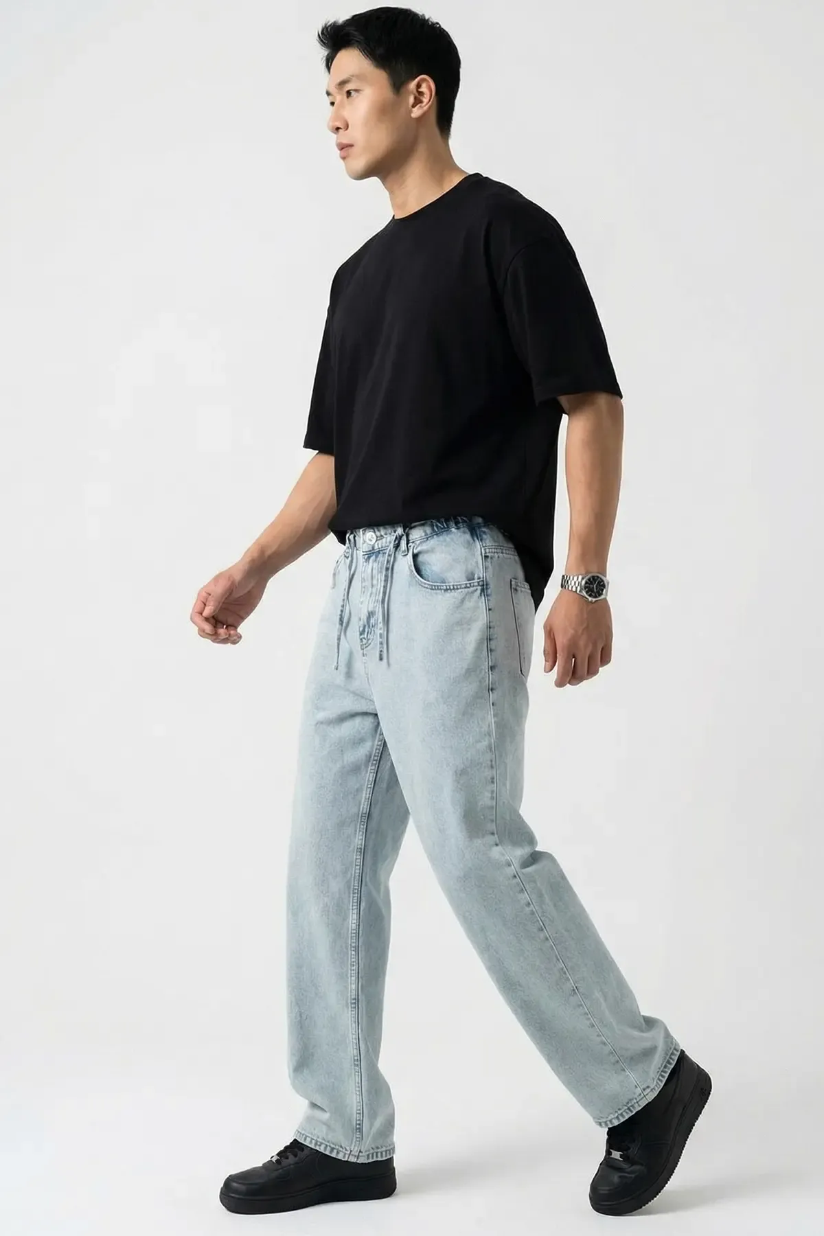 Erkek Rahat Kesim Baggy Jean Pantolon 30075 - Mavi