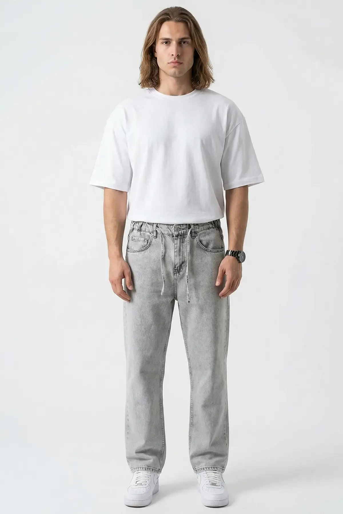 Erkek Rahat Kesim Baggy Jean Pantolon 30075 - Taş