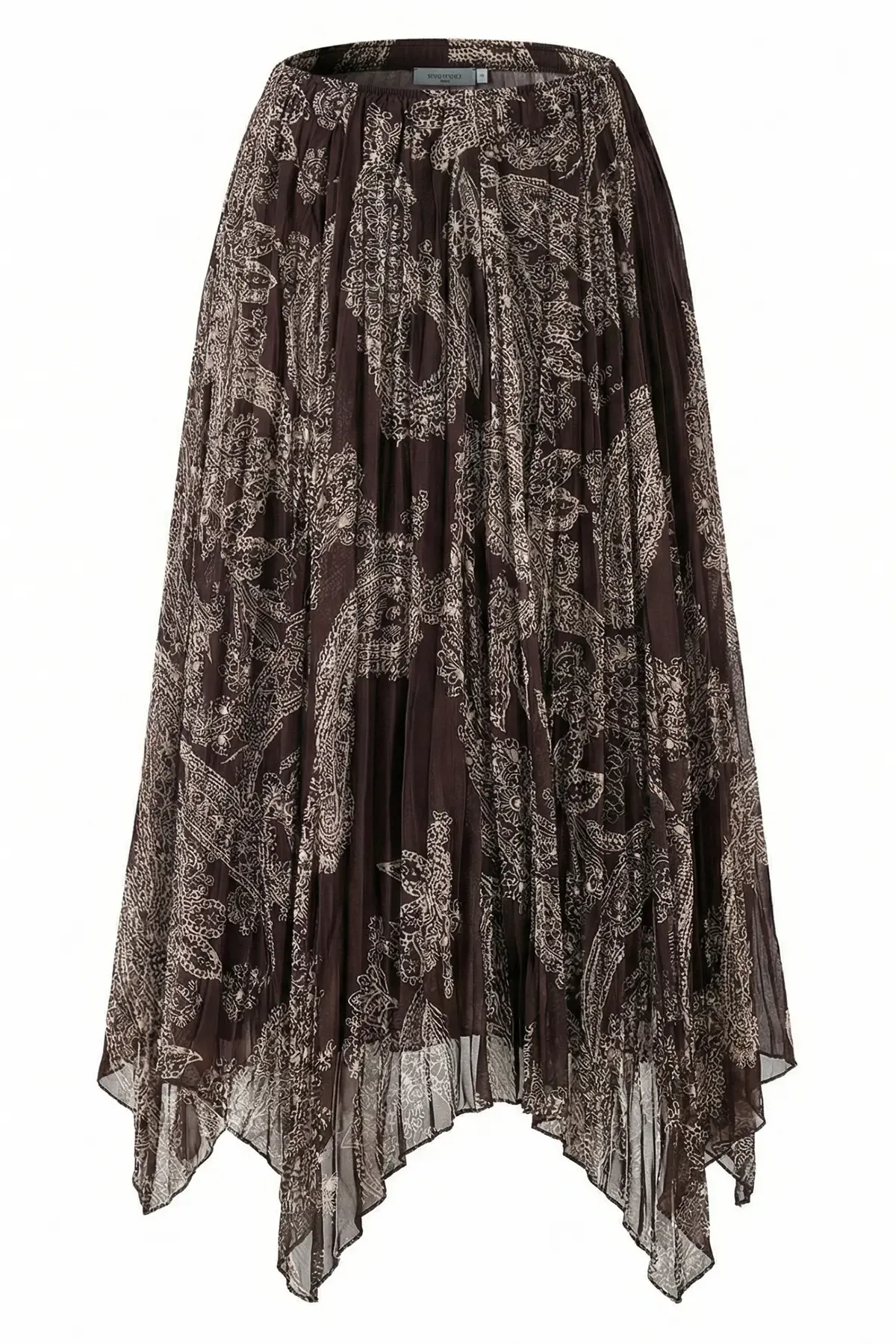 Kadın Asimetrik Tül Şifon Etek 8061 - Kahverengi