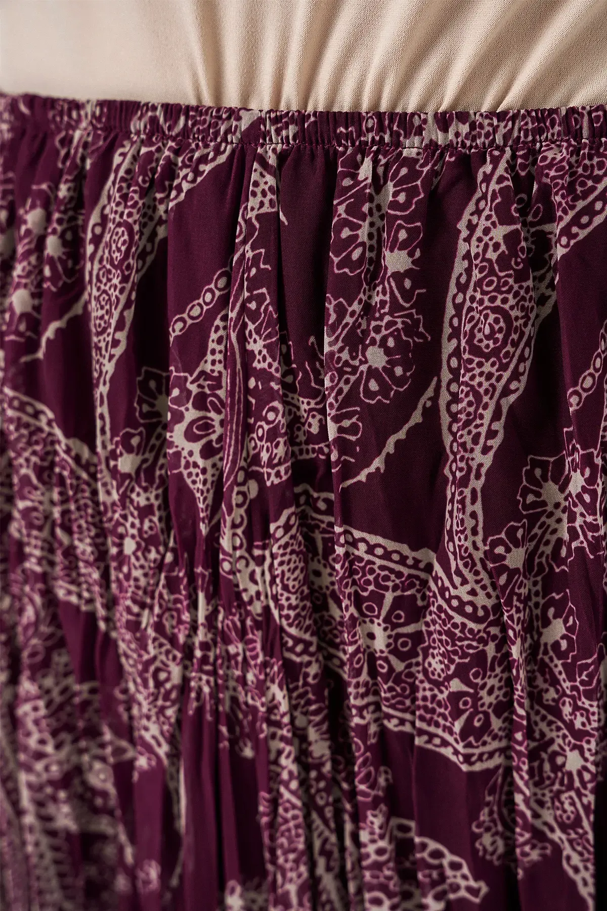 Kadın Asimetrik Tül Şifon Etek 8061 - Mürdüm