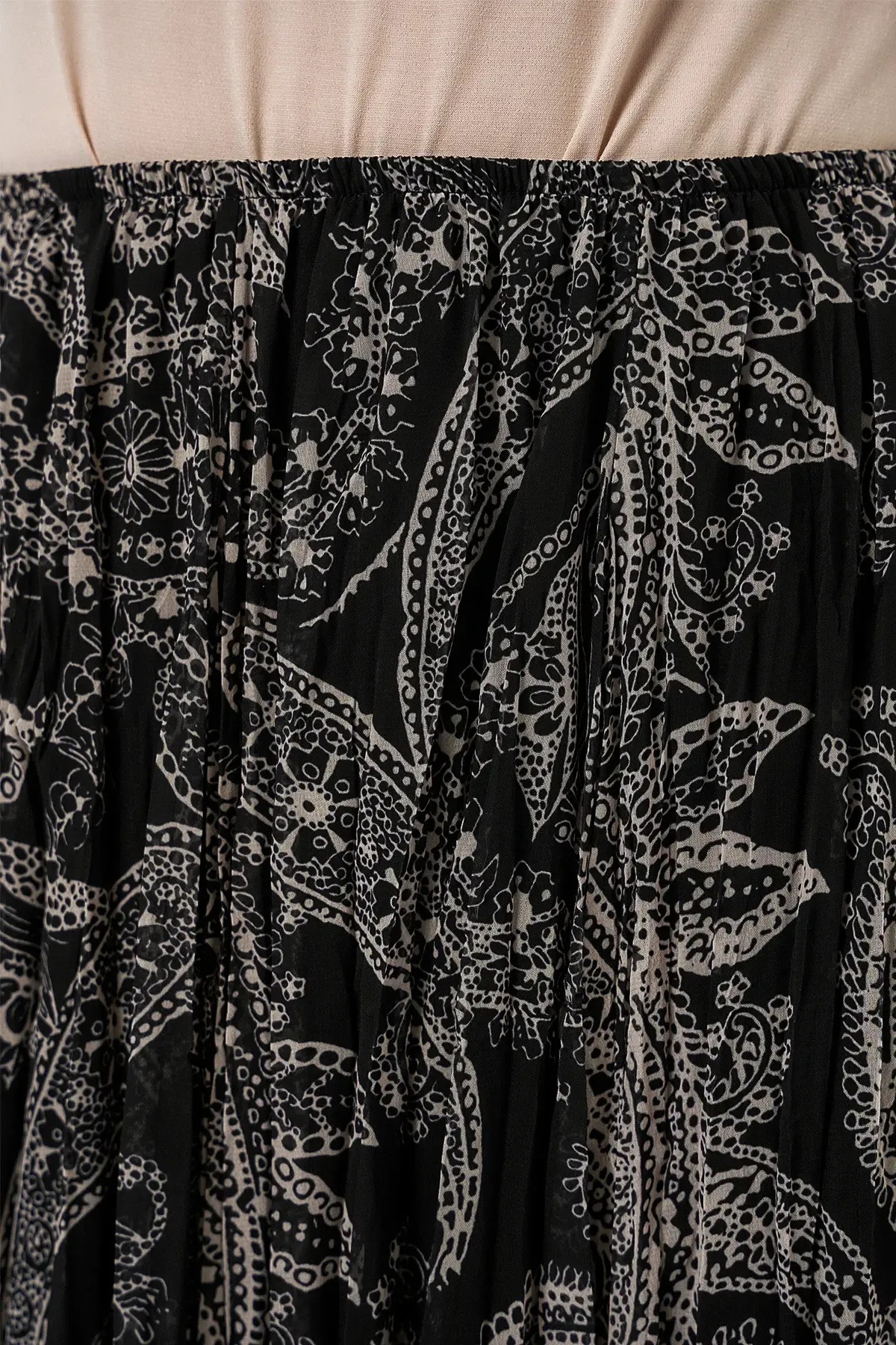 Kadın Asimetrik Tül Şifon Etek 8061 - Siyah