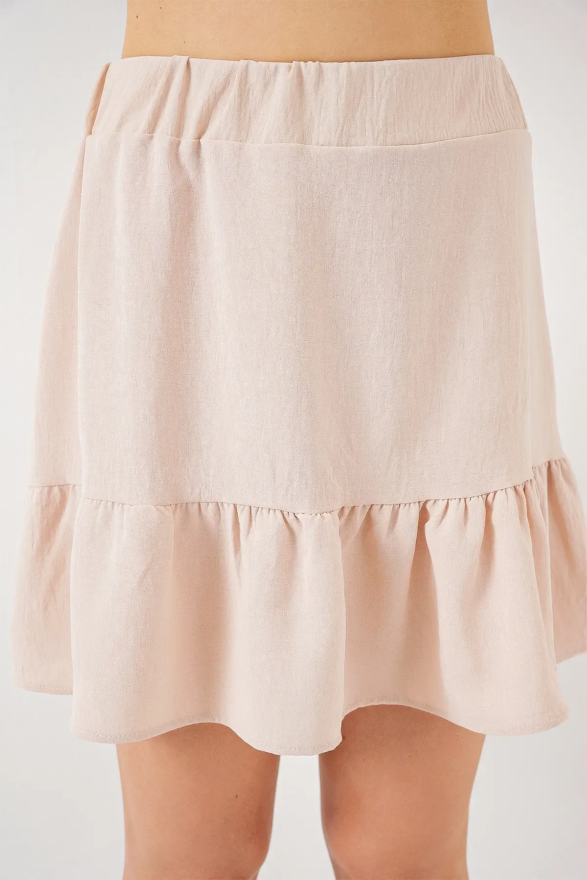 Kadın Ayrobin Mini Etek 8054 - Krem