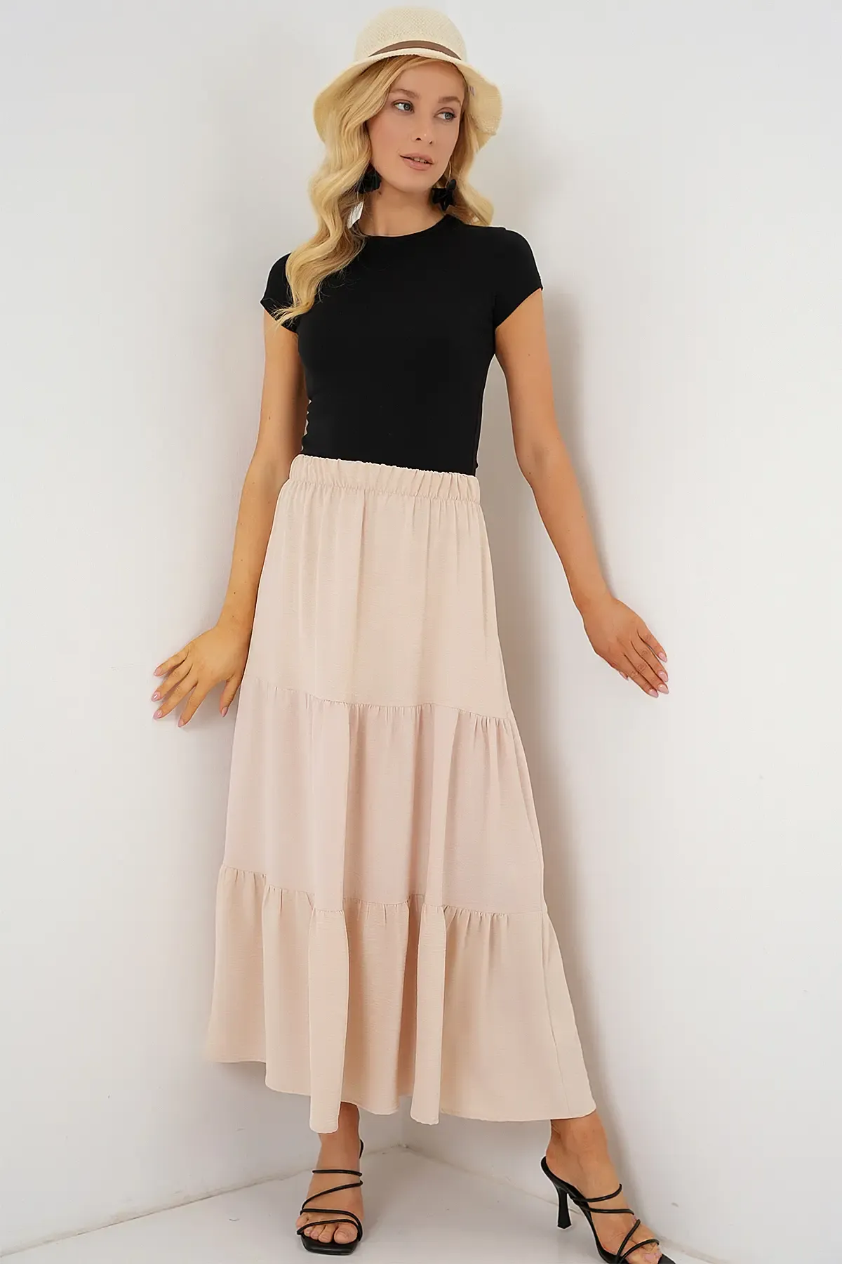 Kadın Ayrobin Uzun Etek 8048 - Bej