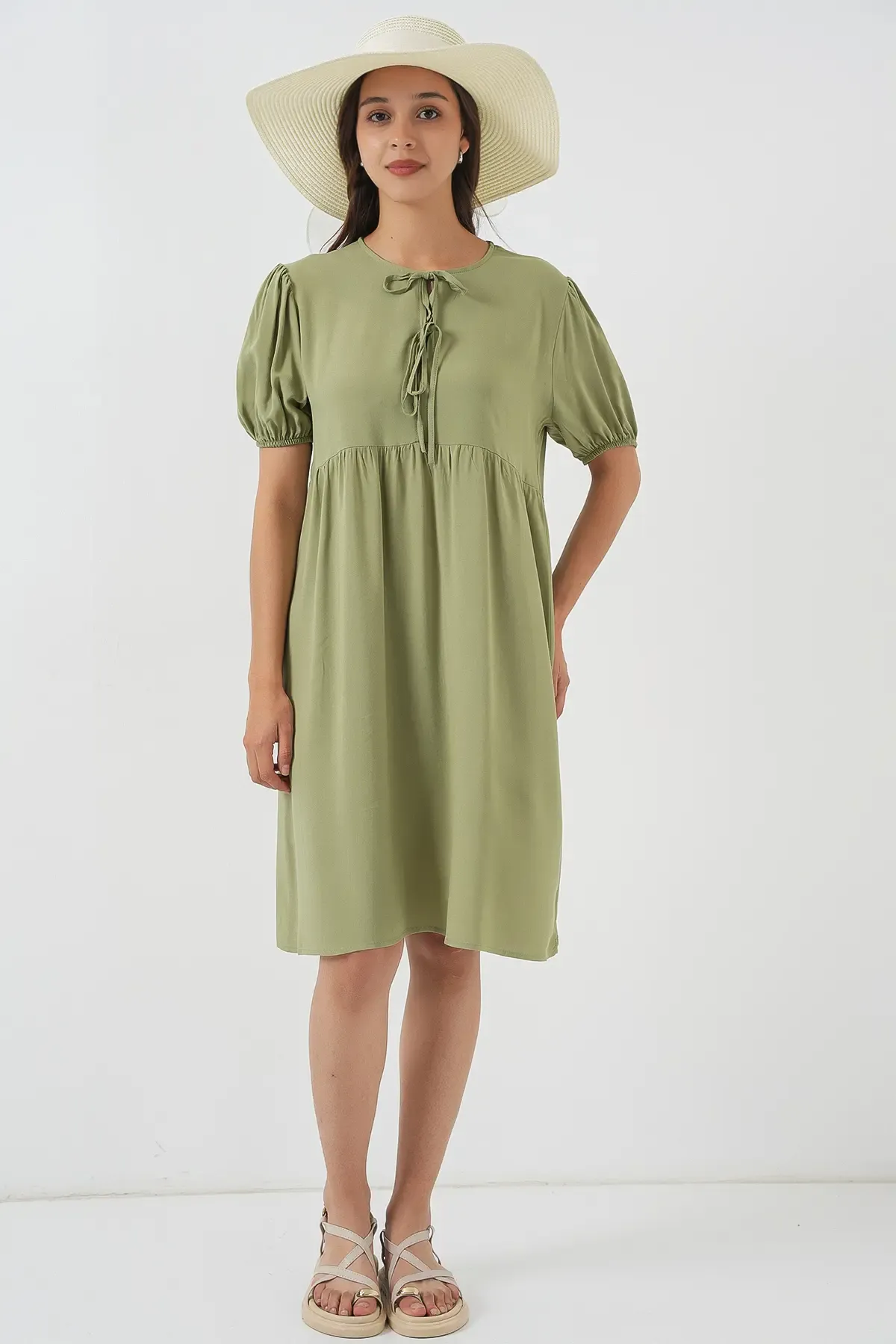 Kadın Bağcıklı Midi Elbise 2575 - C. Çağla