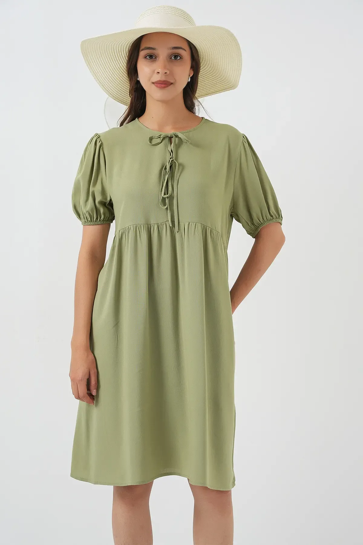 Kadın Bağcıklı Midi Elbise 2575 - C. Çağla