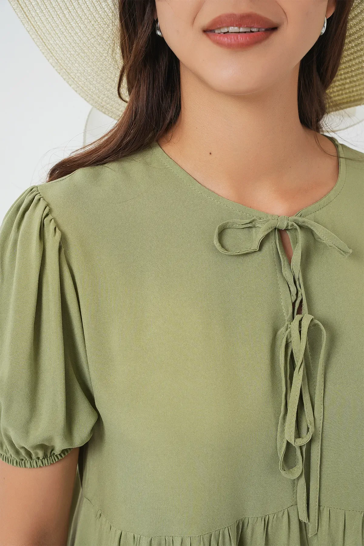 Kadın Bağcıklı Midi Elbise 2575 - C. Çağla