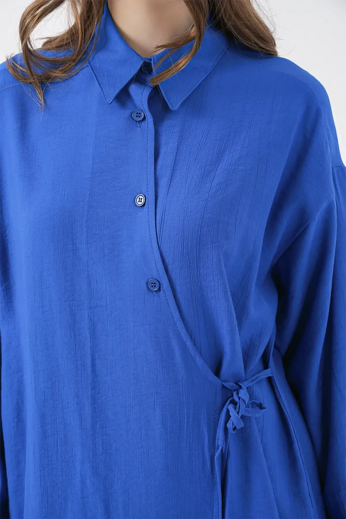 Kadın Bağcıklı Tunik Pantolon İkili Takım 6752 - Saks