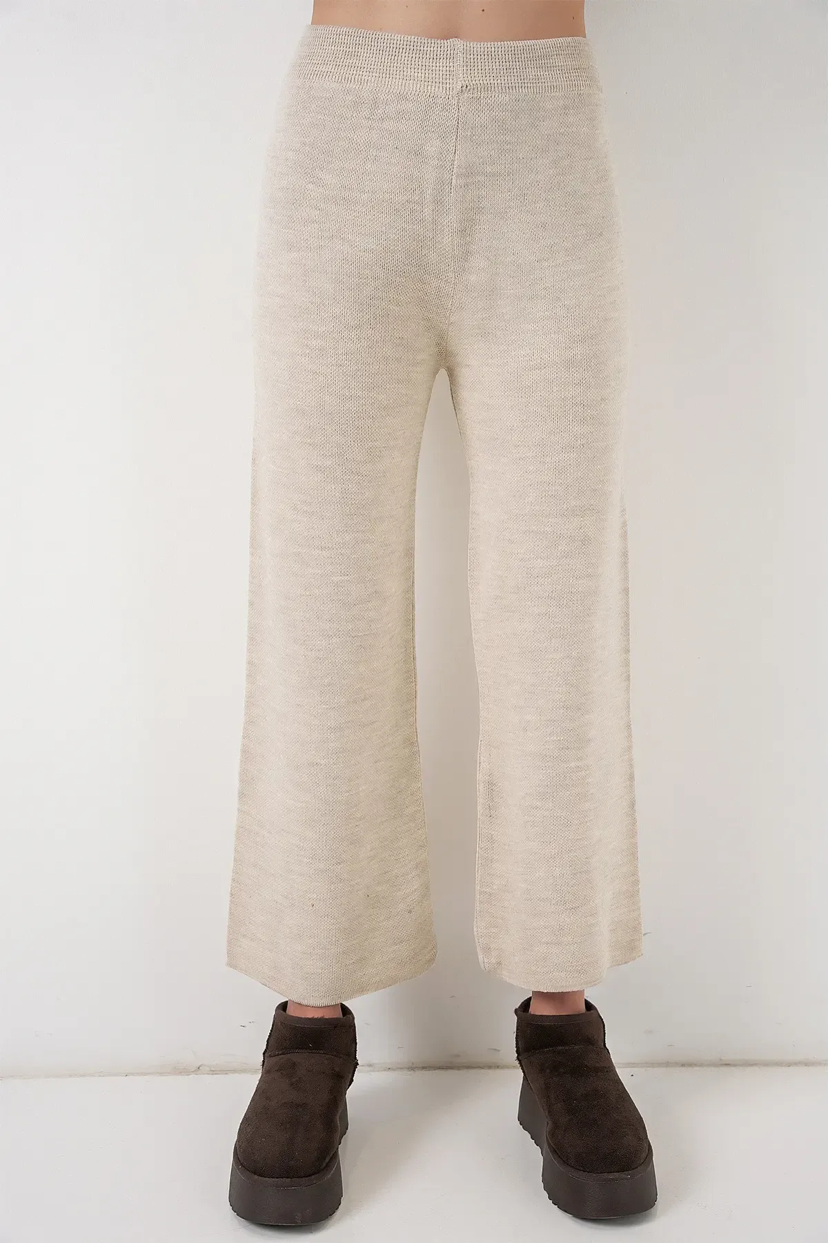 Kadın Cepli Hırka Triko İkili Takım 15964 - Ekru