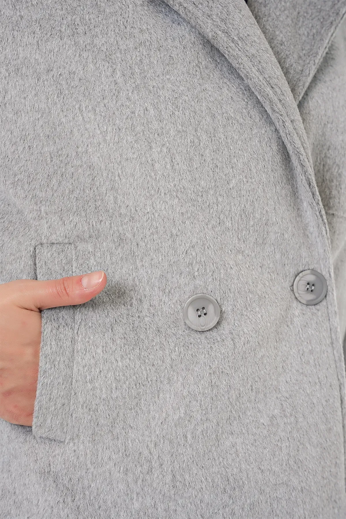 Kadın Kısa Kaşe Ceket 0725 - A.Gri