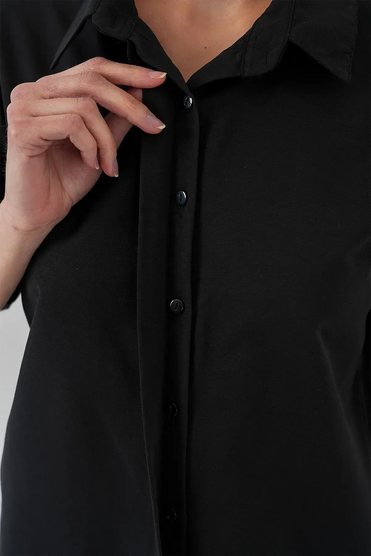 Kadın Kısa Kol Gömlek 20312 - Siyah