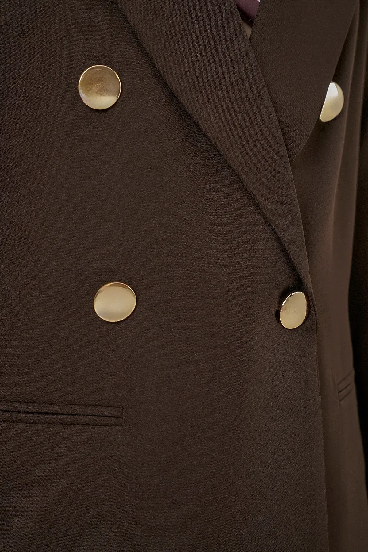 Kadın Kruvaze Yaka Blazer Ceket 0722 - Kahverengi