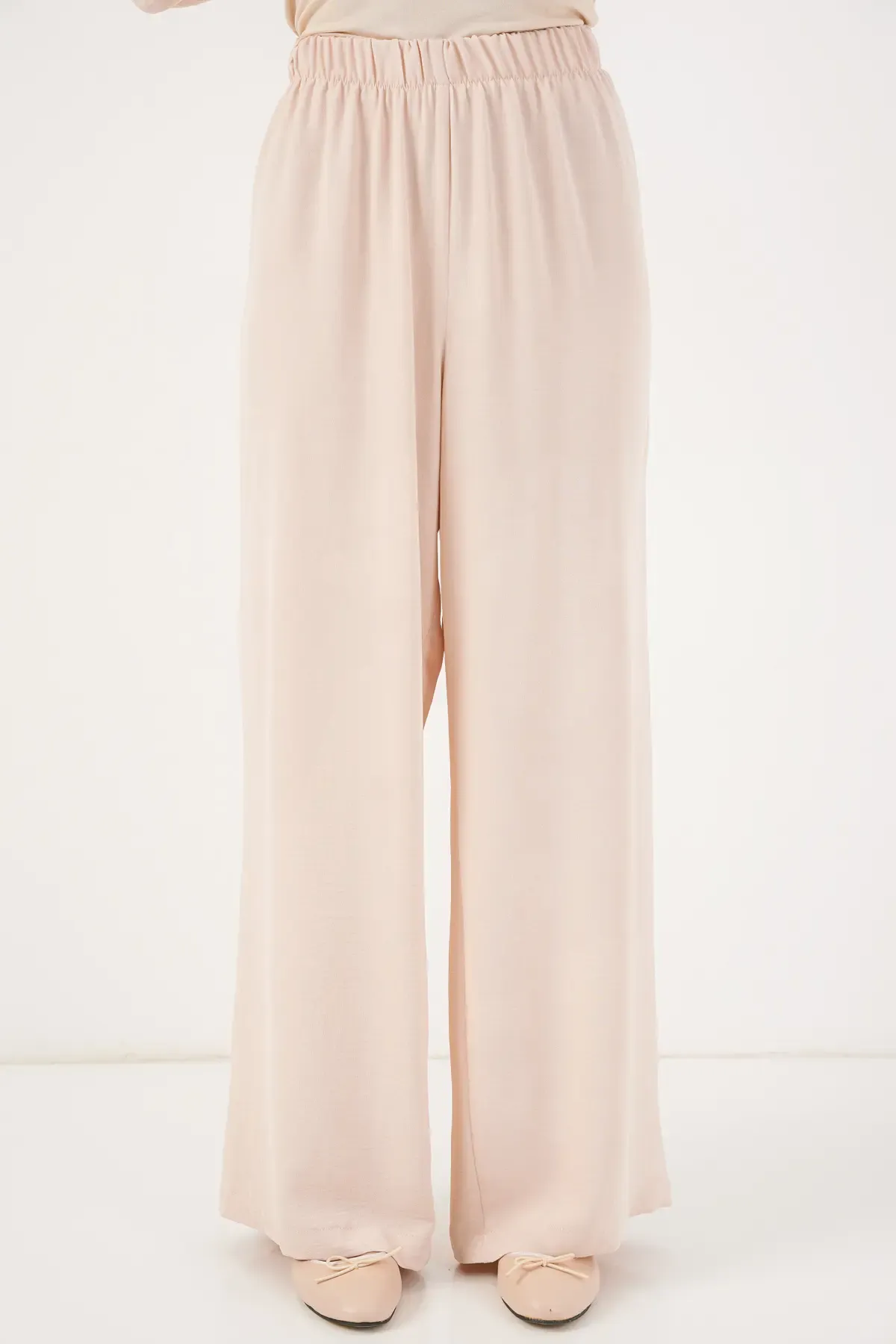 Kadın Önü Bağcıklı Tunik Pantolon İkili Takım 6744 - Krem