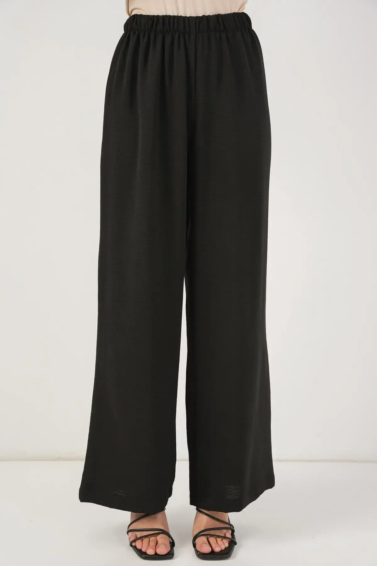 Kadın Önü Bağcıklı Tunik Pantolon İkili Takım 6744 - Siyah