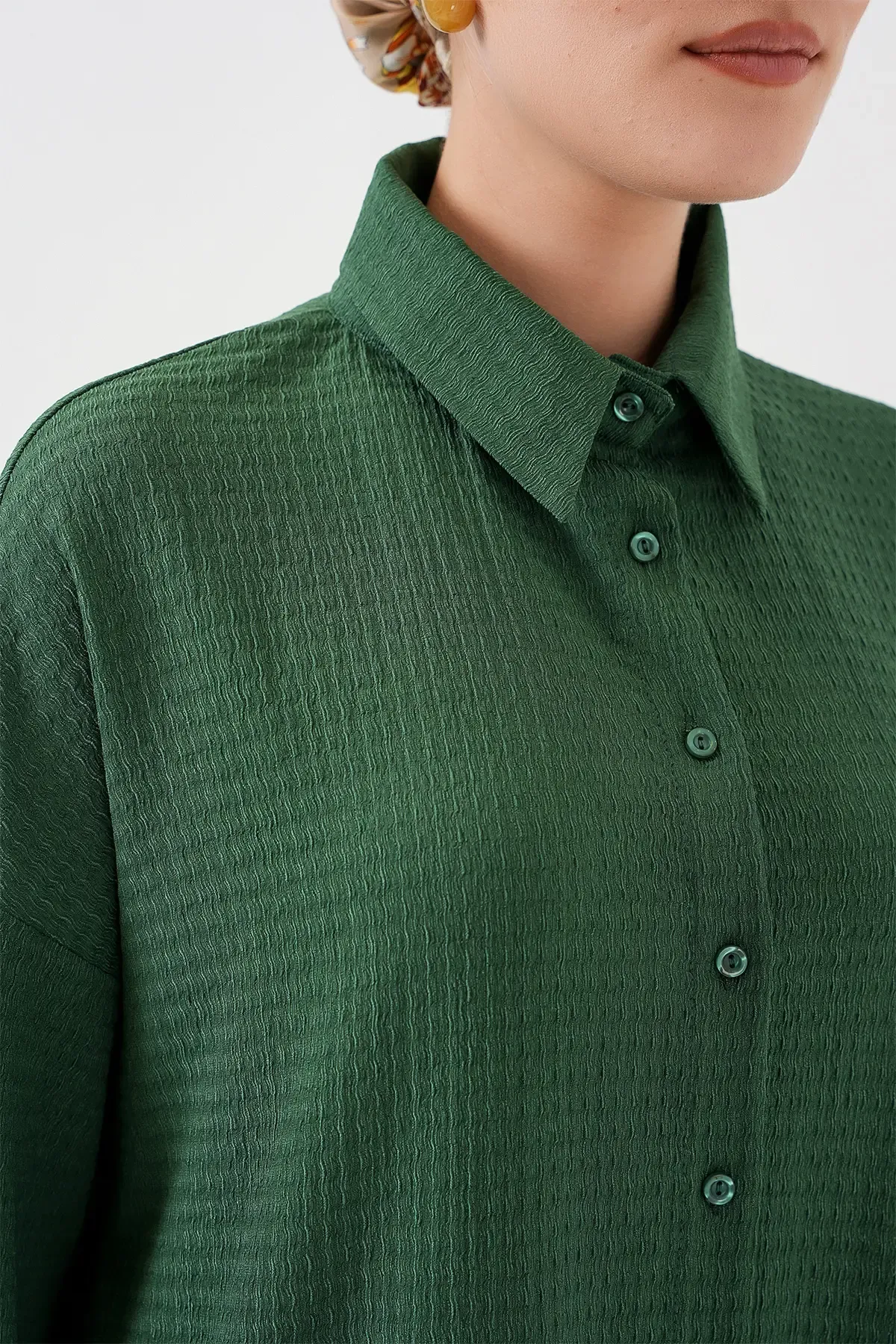 Kadın Örme Tesettür Alt Üst Takım 6711 - Zümrüt Yeşili