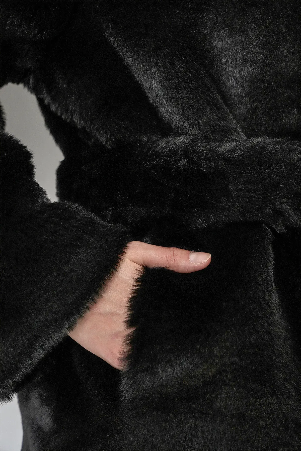 Kadın Peluş Kürk Mont 5234 - Siyah