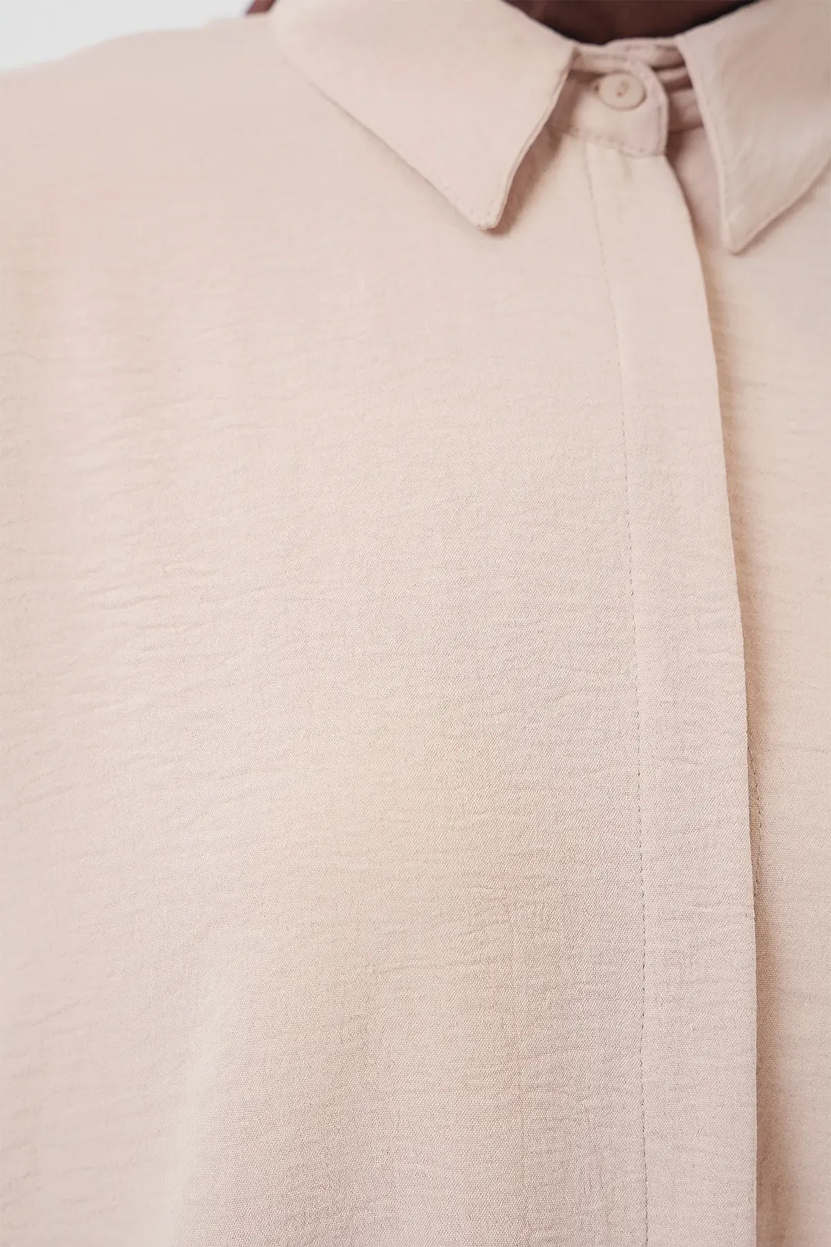 Kadın Uzun Gömlek Tunik 5945 - Krem